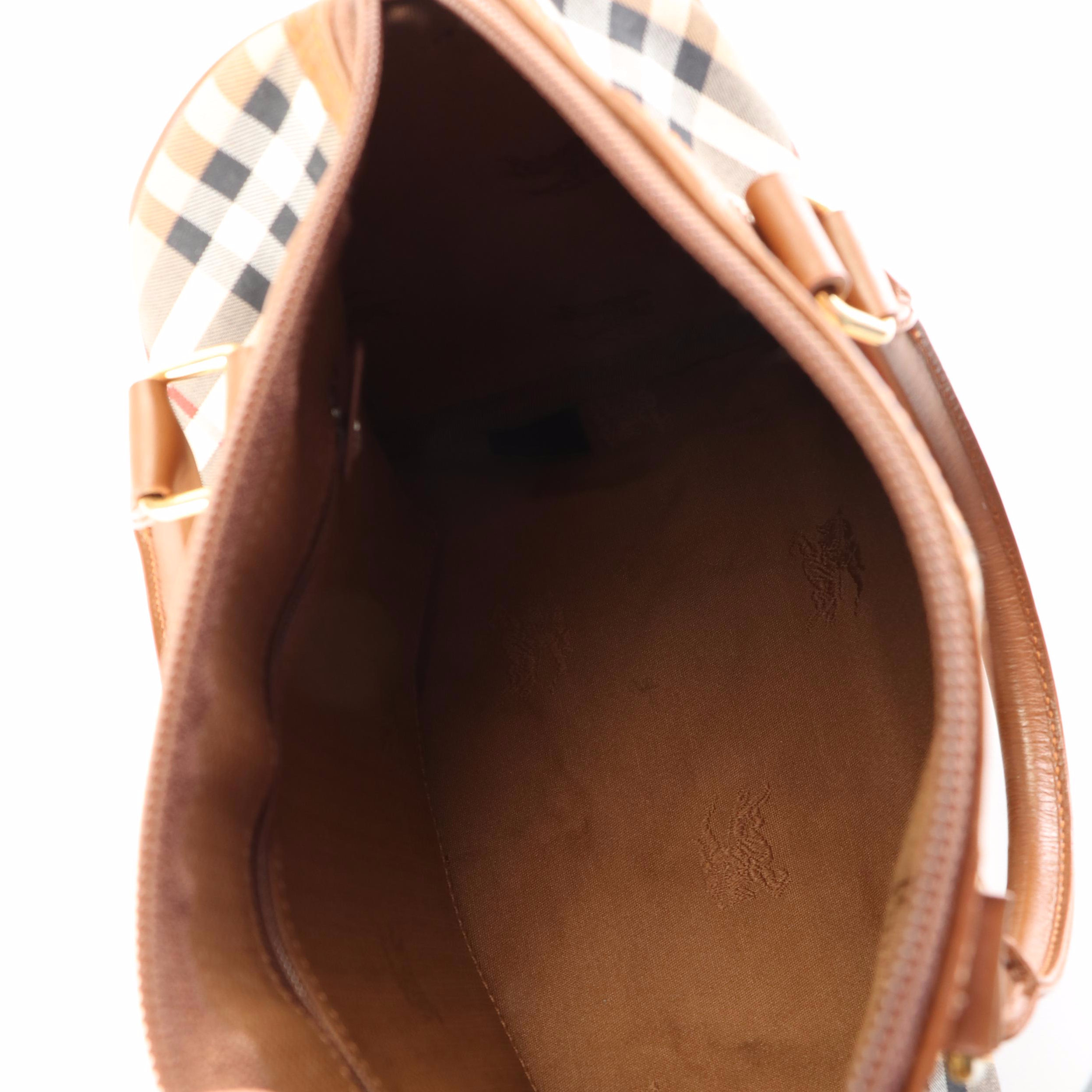 Burberry Canvas and Leather Nova Check Boston Handbag