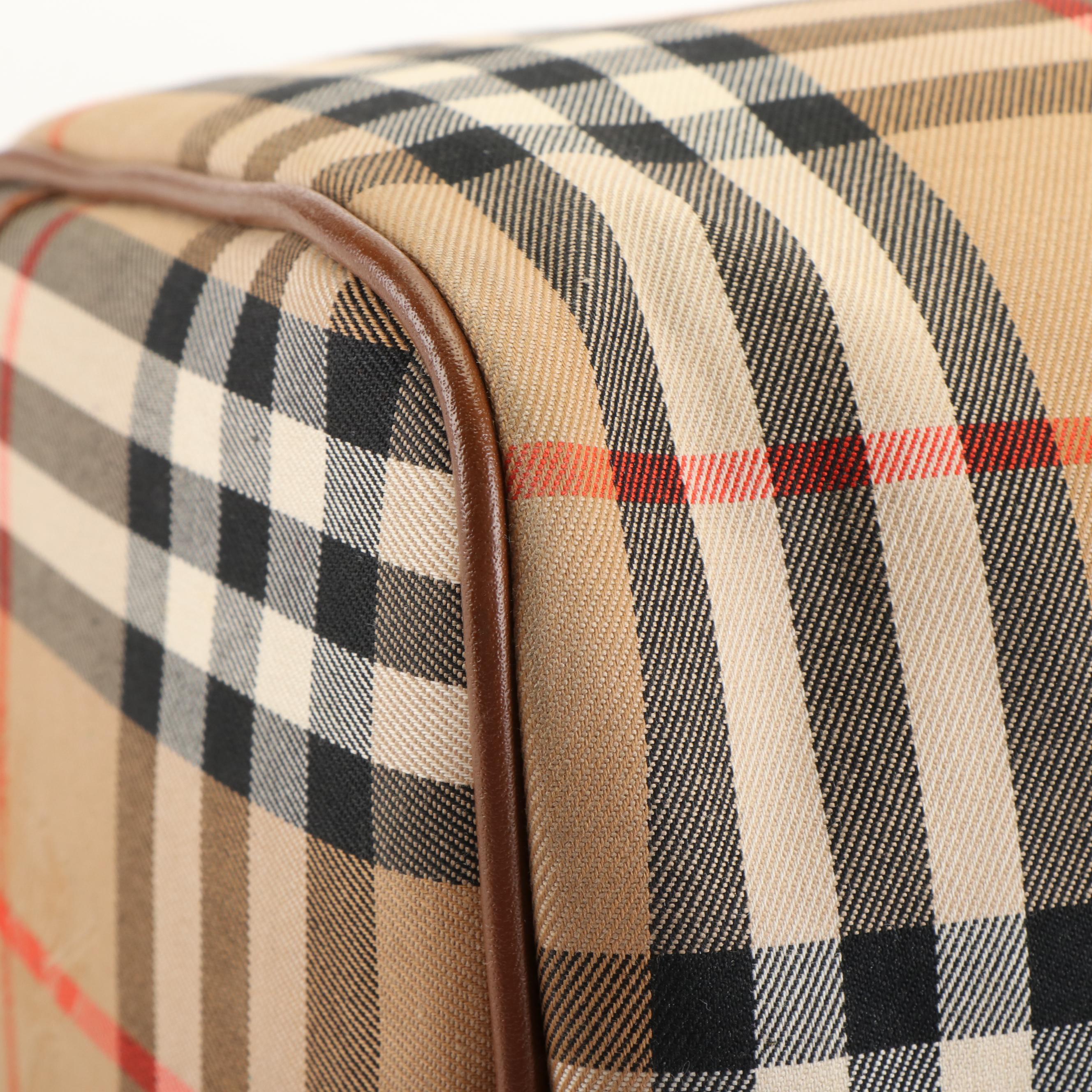 Burberry Canvas and Leather Nova Check Boston Handbag