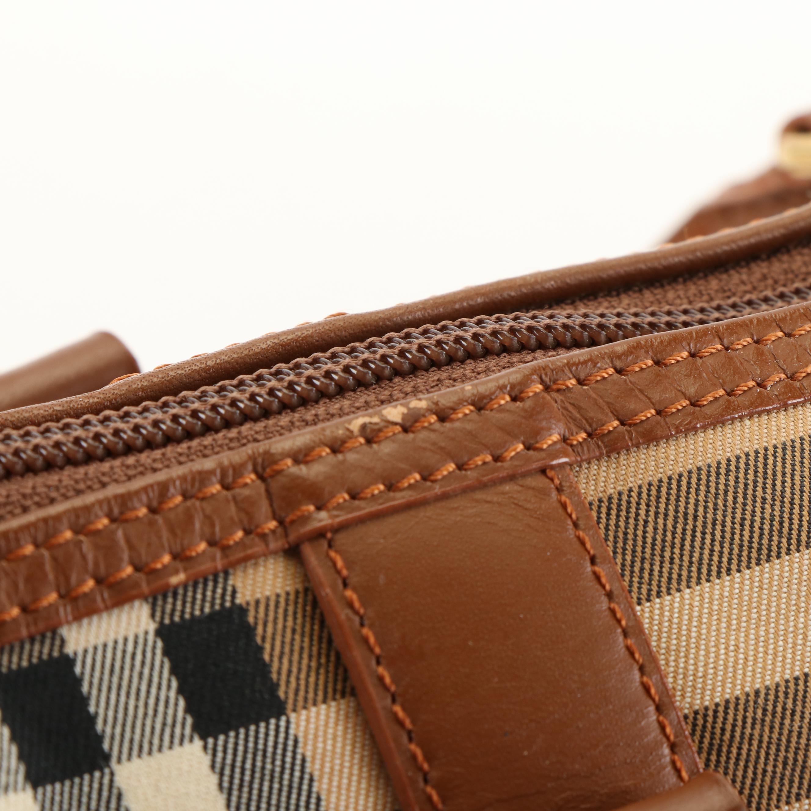 Burberry Canvas and Leather Nova Check Boston Handbag
