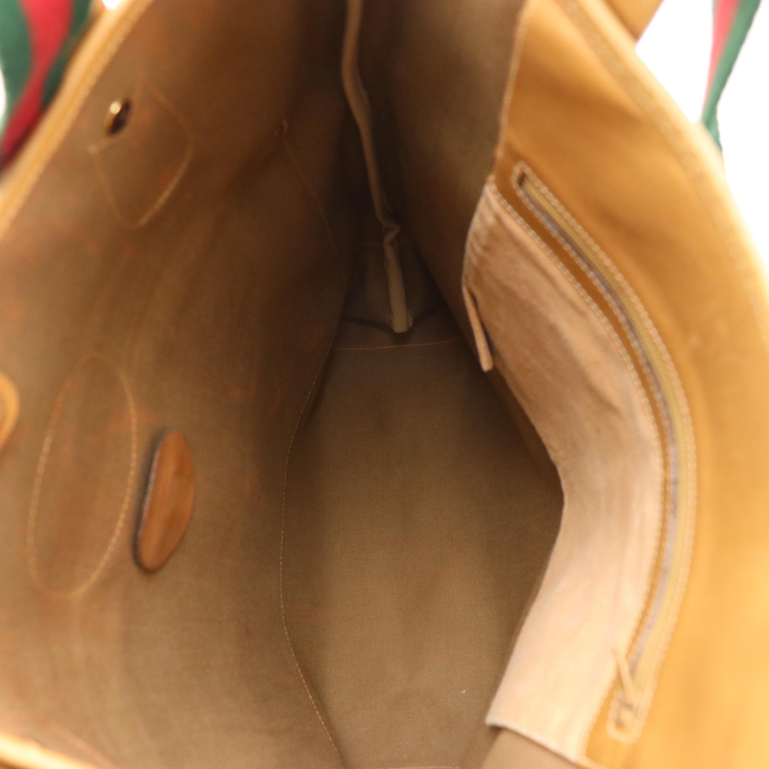 Gucci Front-Pocket Tote in Micro GG Canvas and Leather with Web Strap