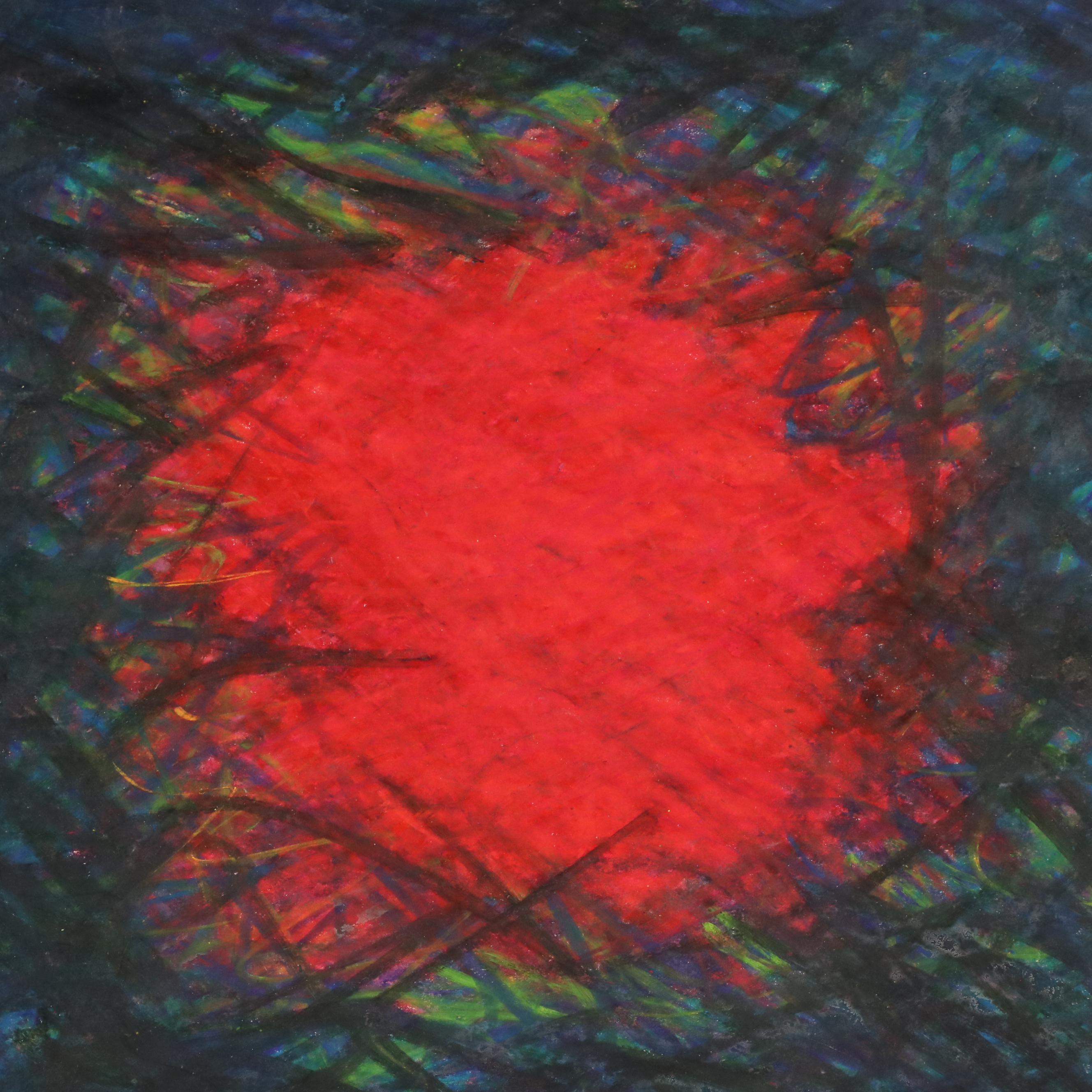 Collection of Four Abstract Oil Pastel Drawings, 21st Century