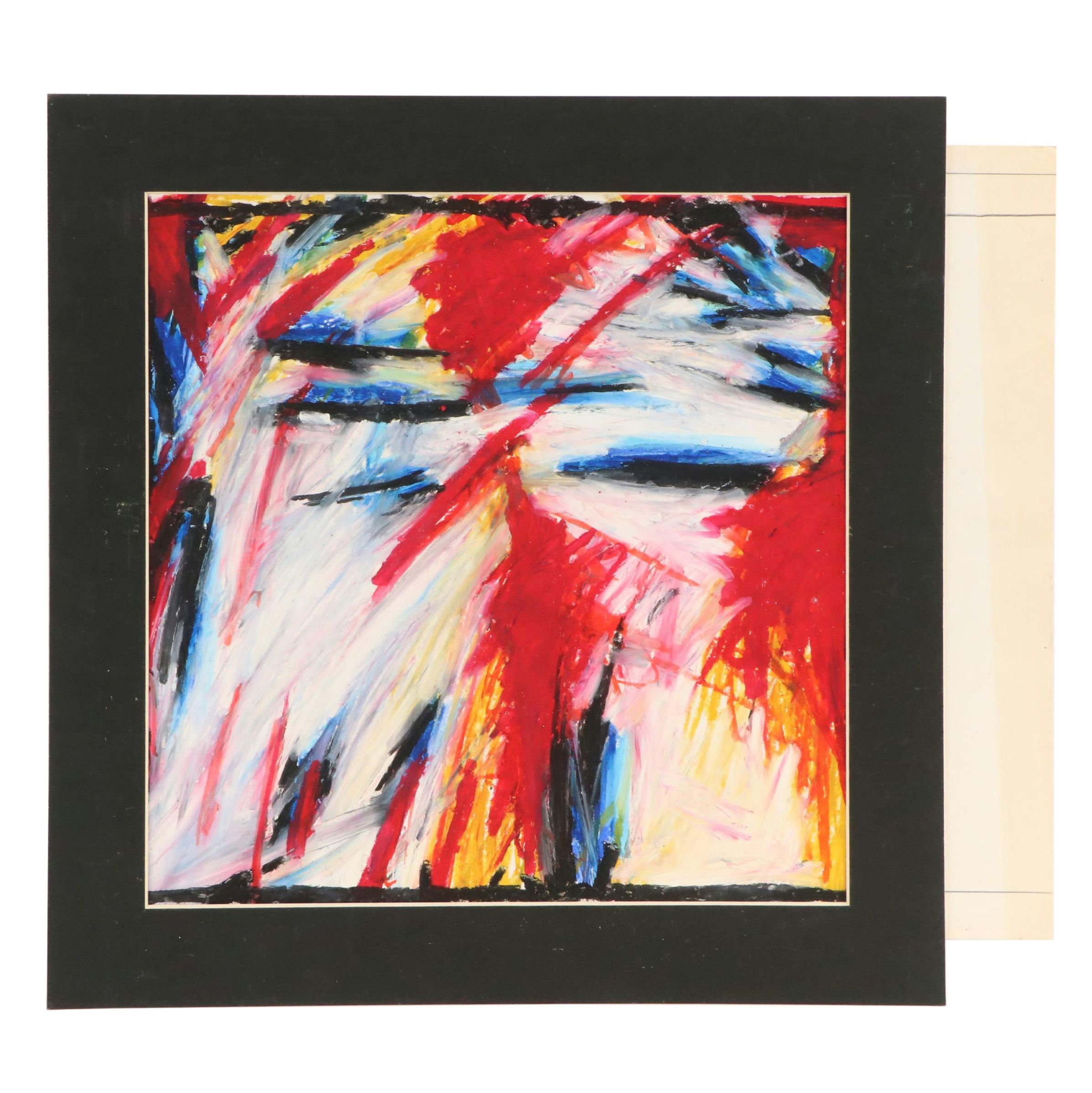 Collection of Four Abstract Oil Pastel Drawings, 21st Century