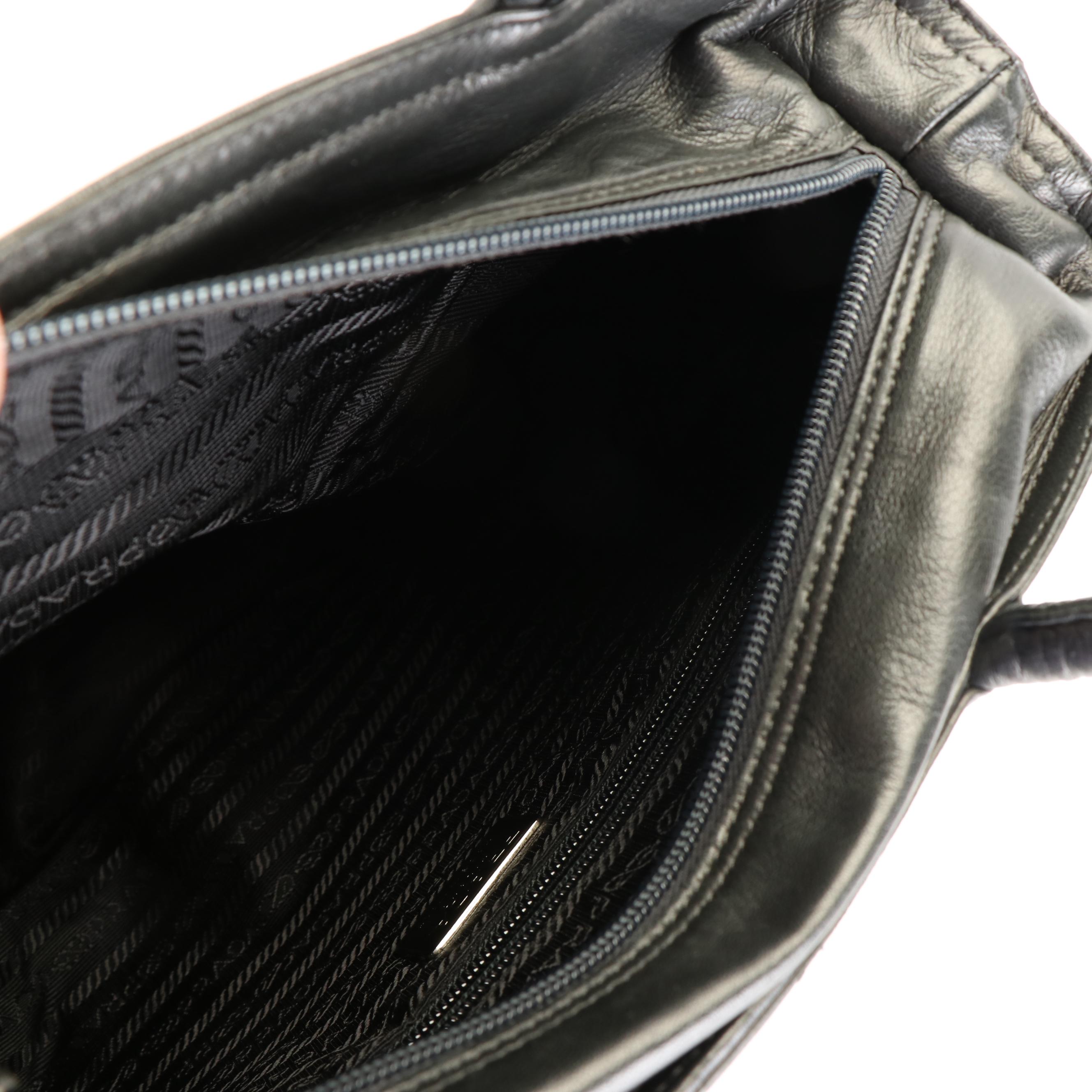 Prada Leather Triangle Logo Tote Bag