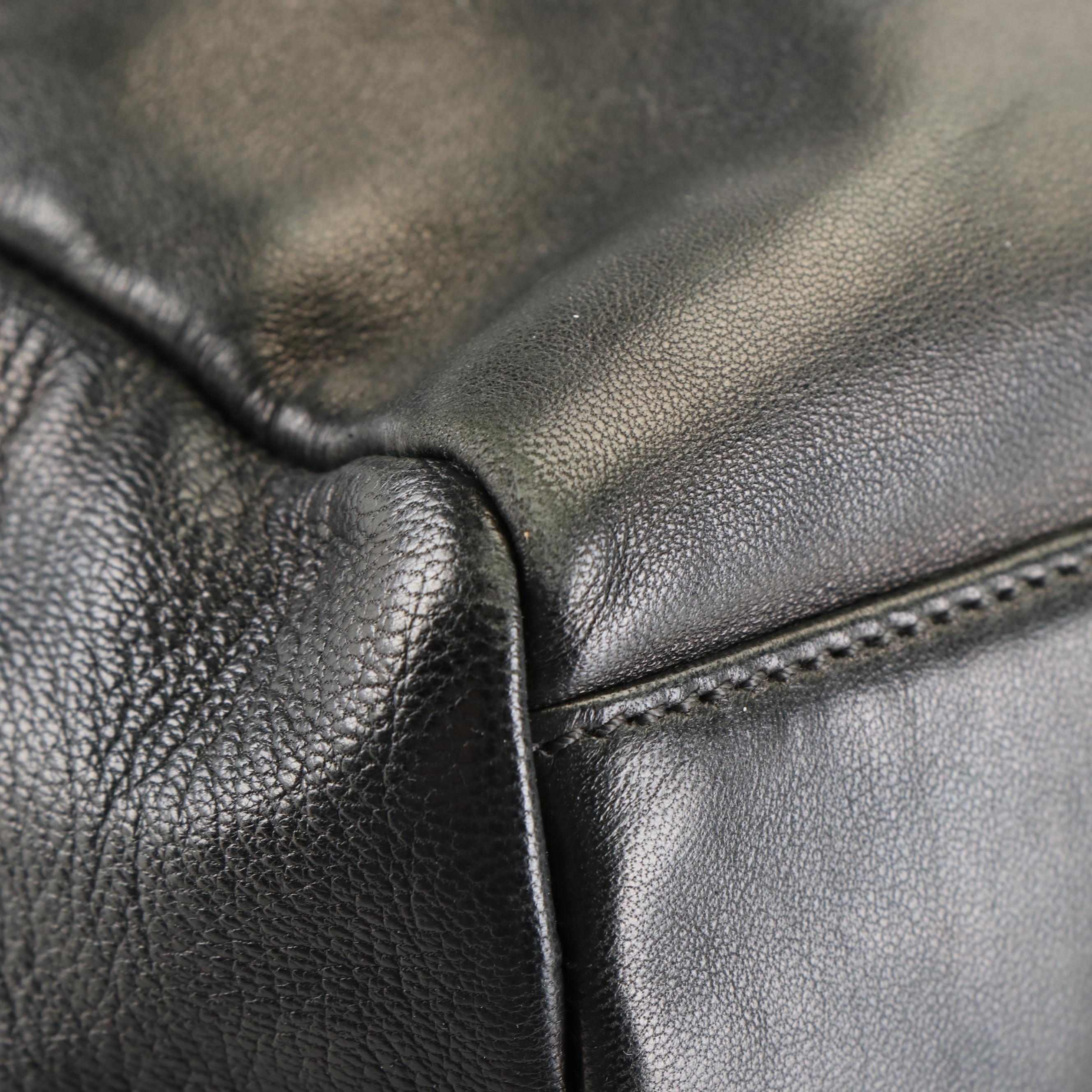 Prada Leather Triangle Logo Tote Bag