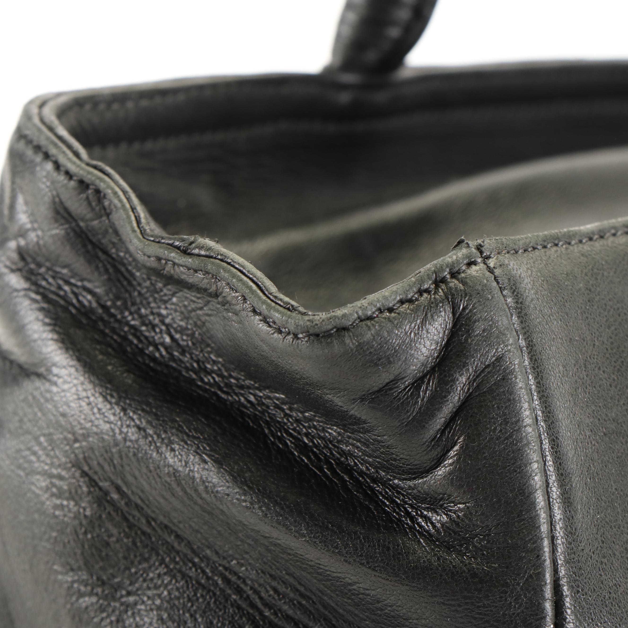 Prada Leather Triangle Logo Tote Bag