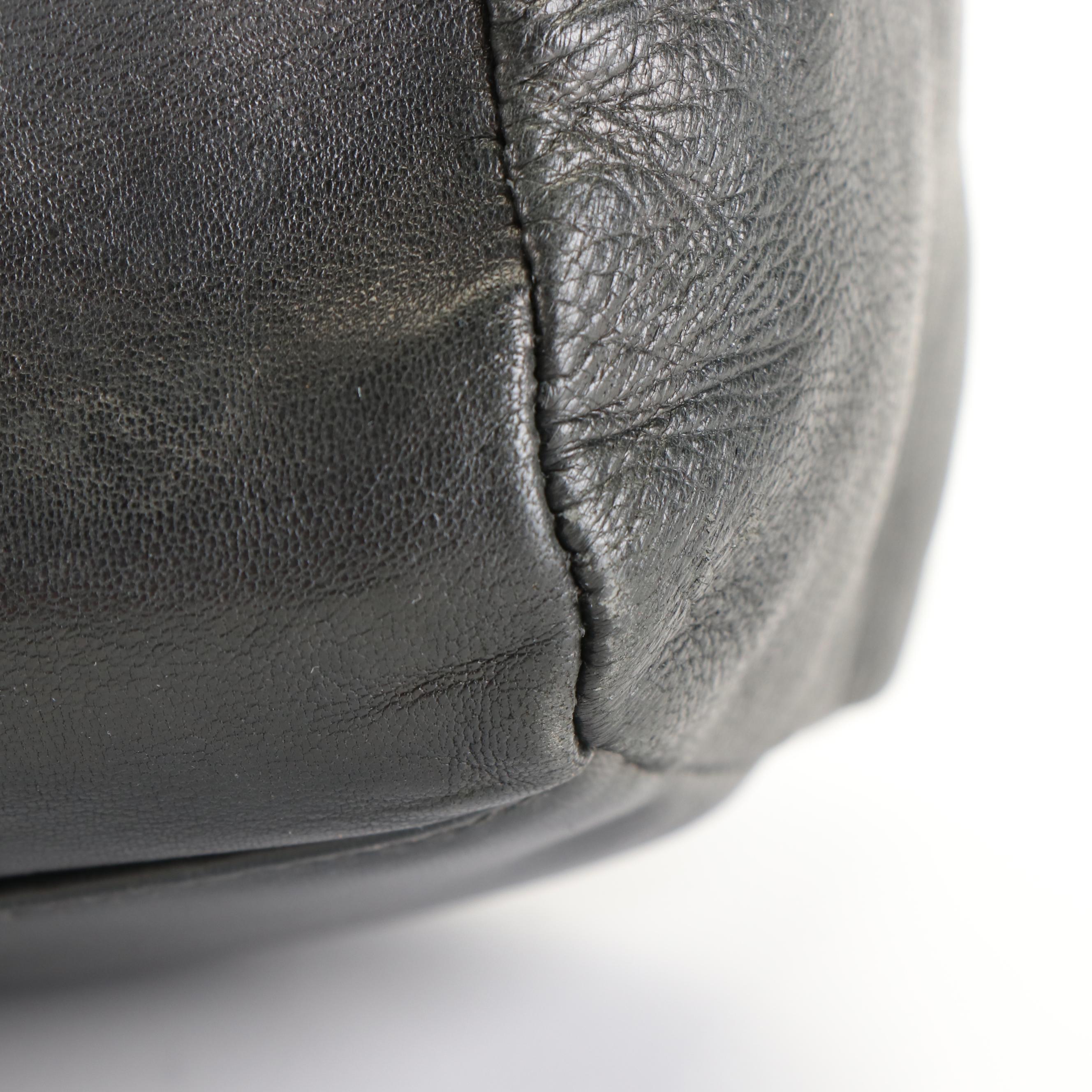 Prada Leather Triangle Logo Tote Bag