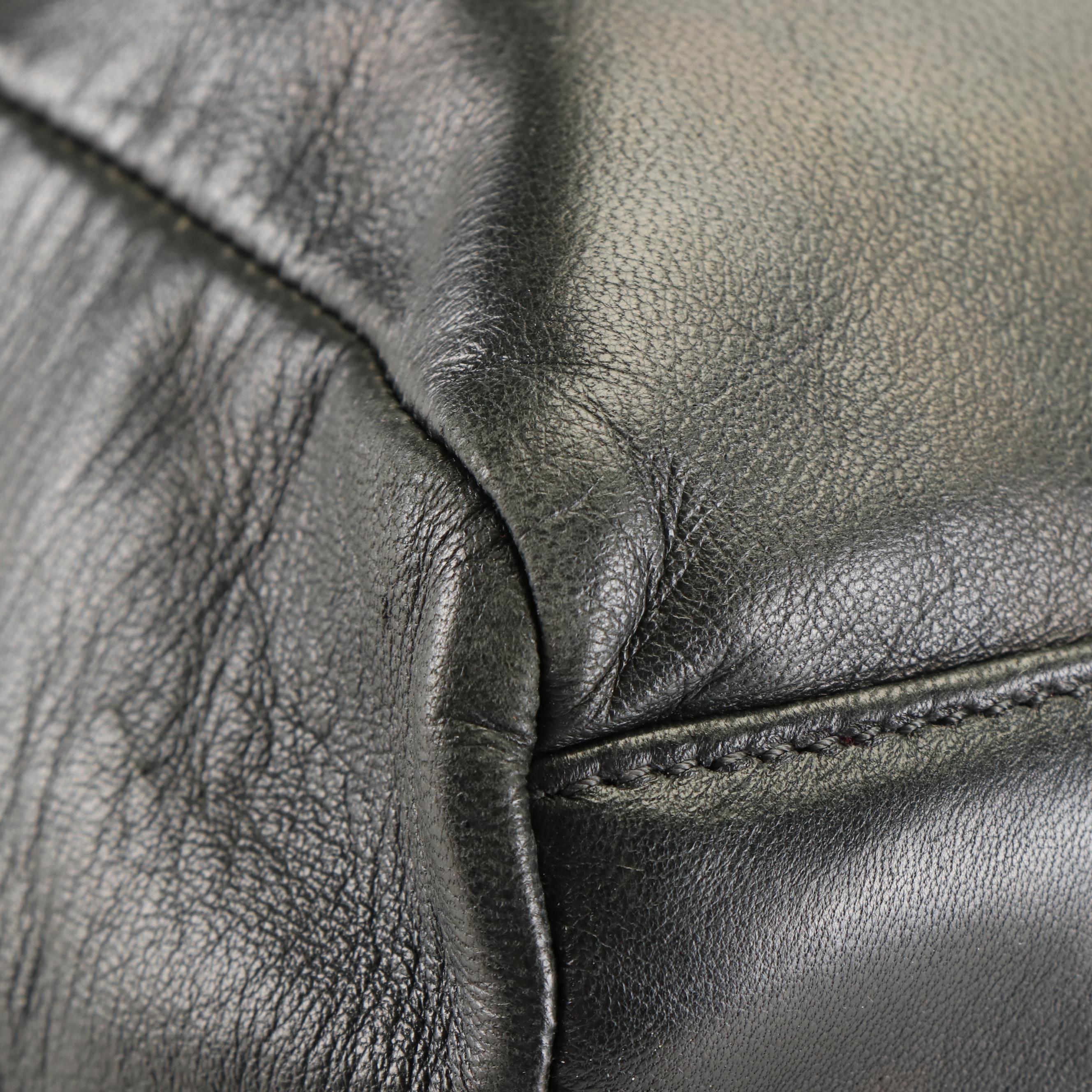 Prada Leather Triangle Logo Tote Bag