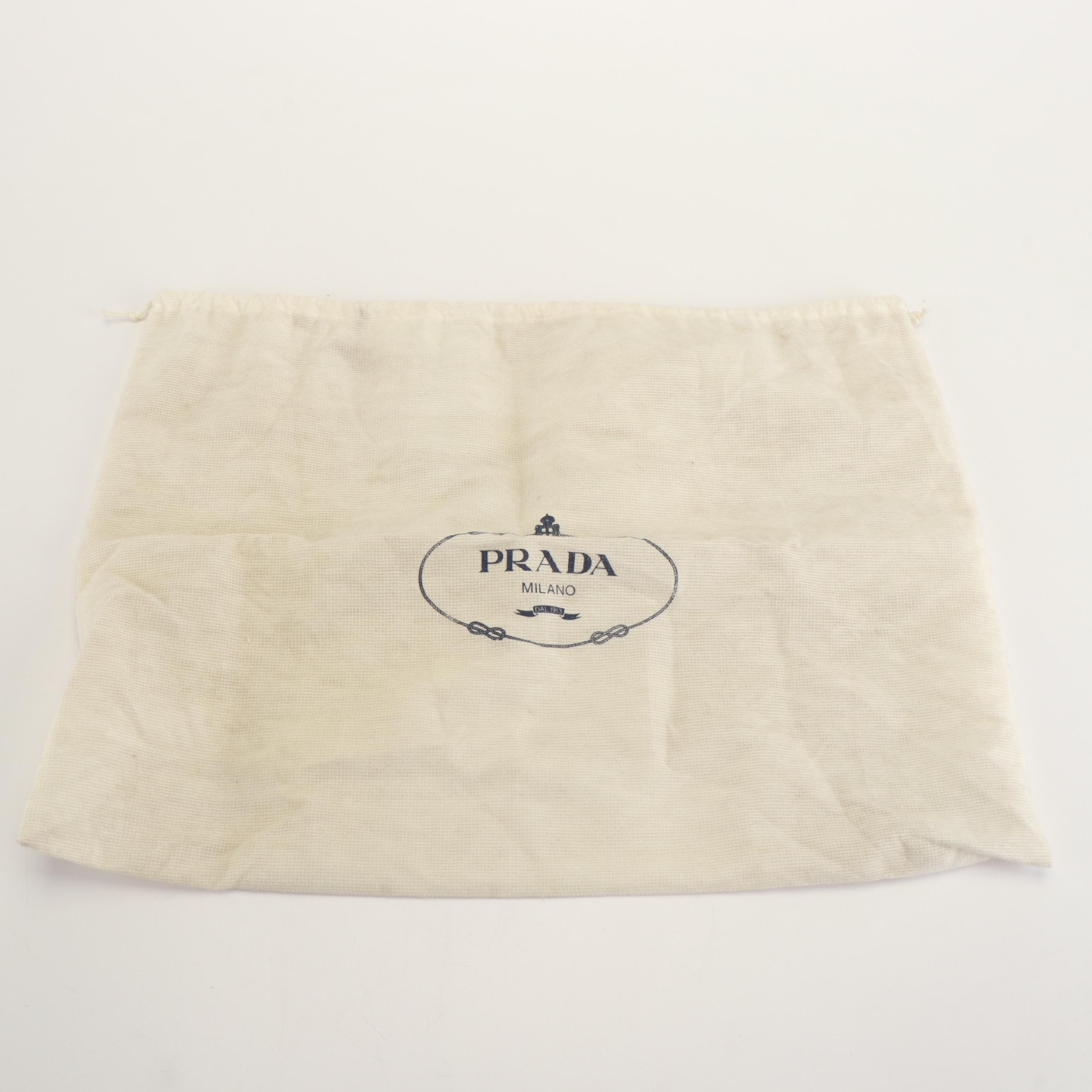 Prada Leather Triangle Logo Tote Bag