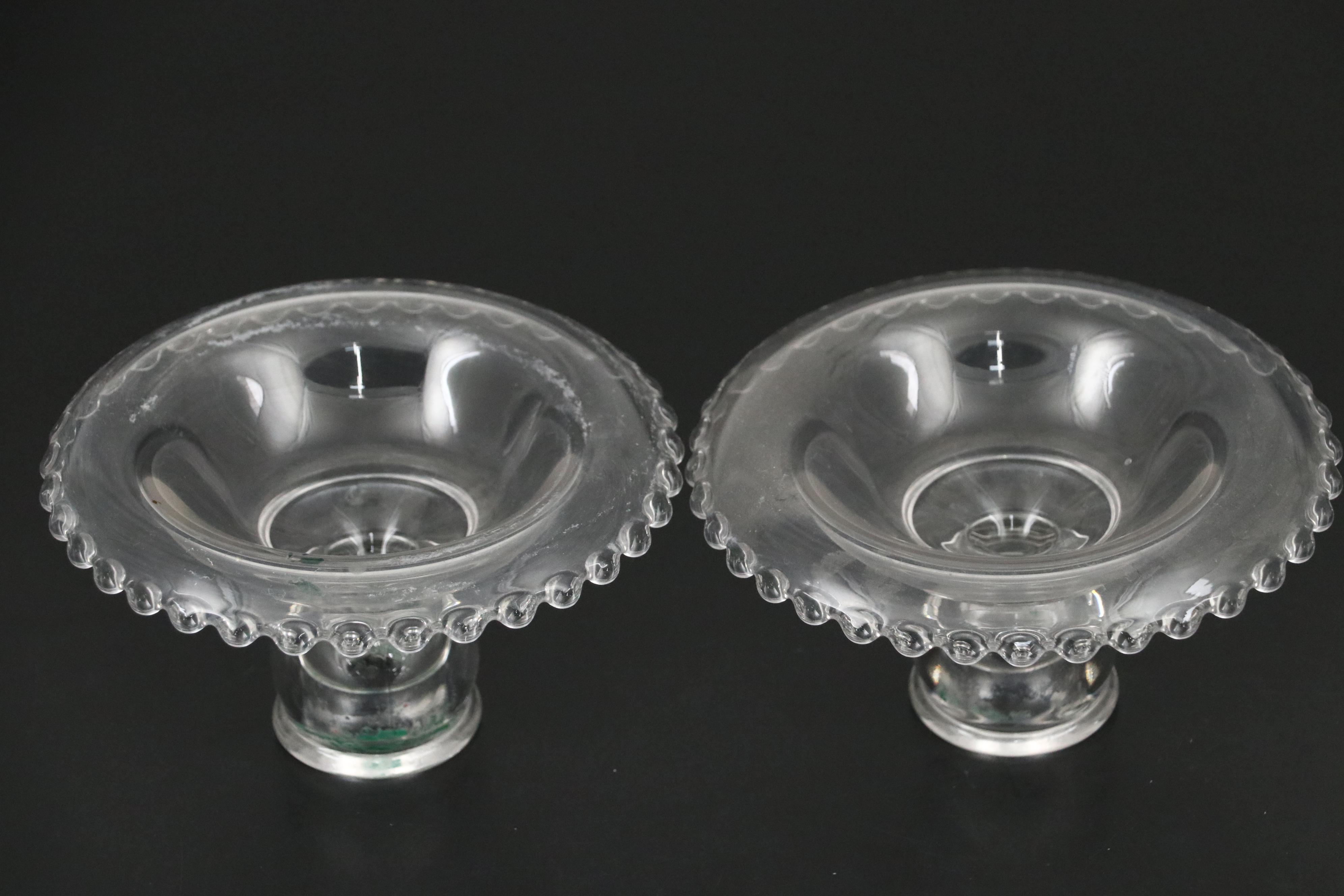 Mew Martinsville "Meadow Wreath" Glass Cake Plate with Imperial Candle Holders