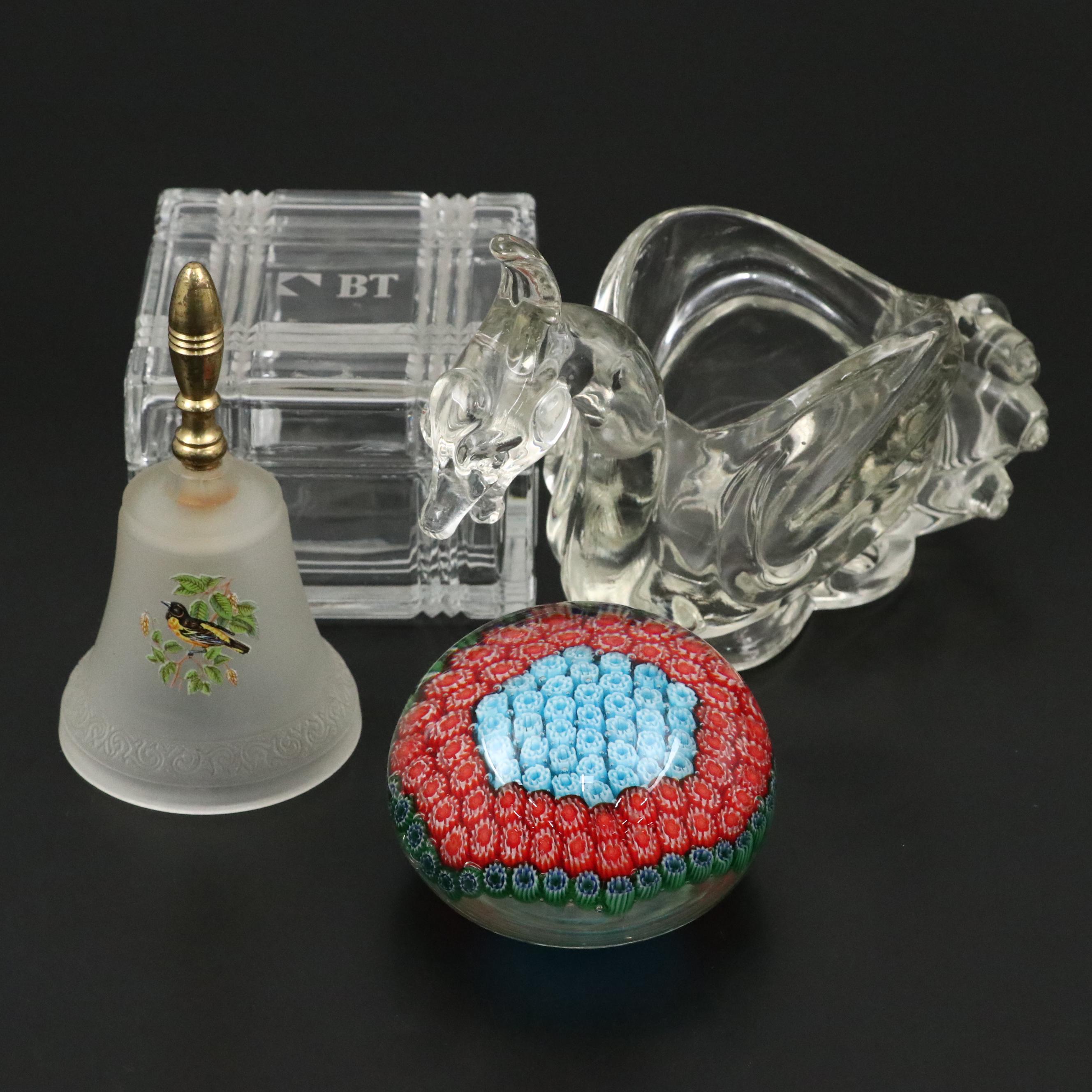 Artist Signed Veni Millefiori Glass Paperweight and More