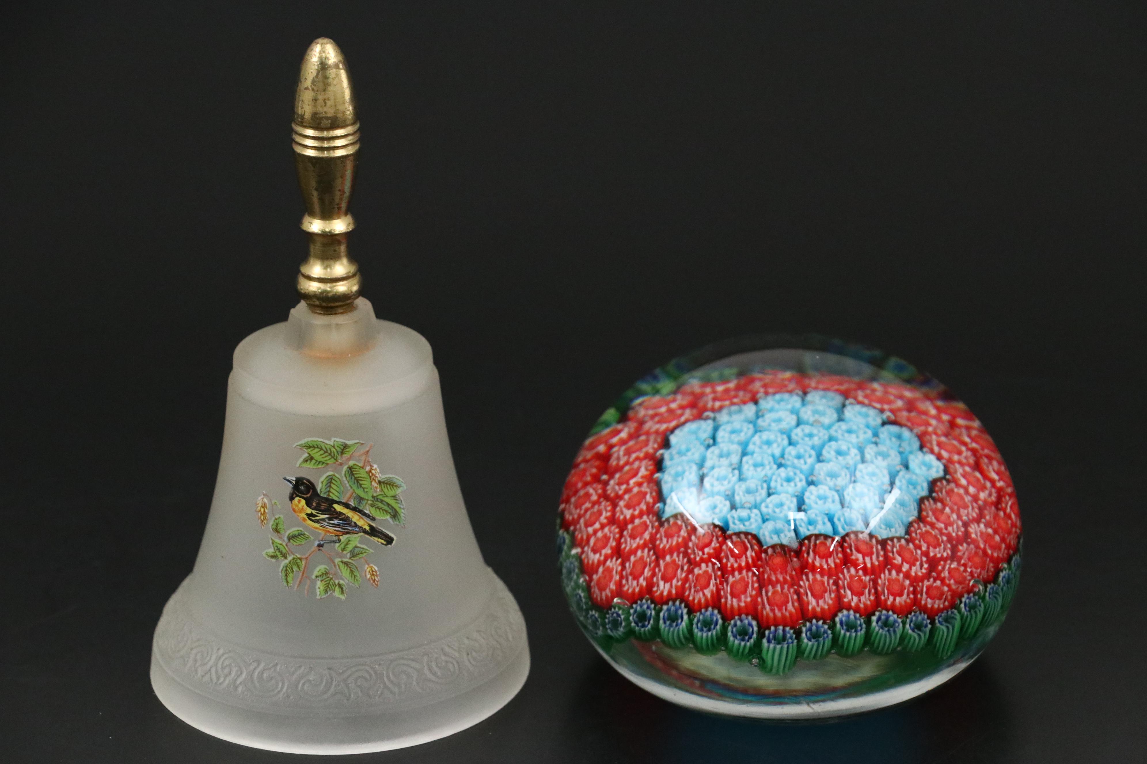 Artist Signed Veni Millefiori Glass Paperweight and More
