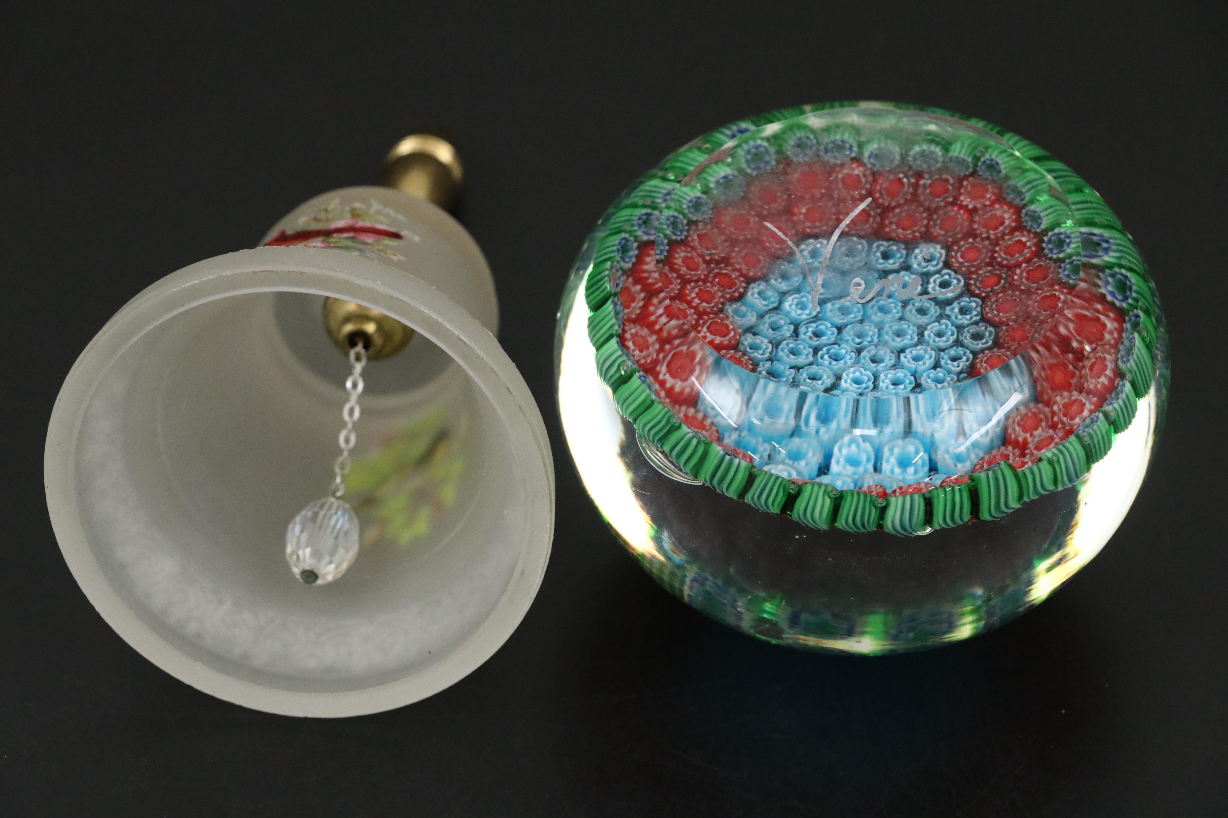 Artist Signed Veni Millefiori Glass Paperweight and More