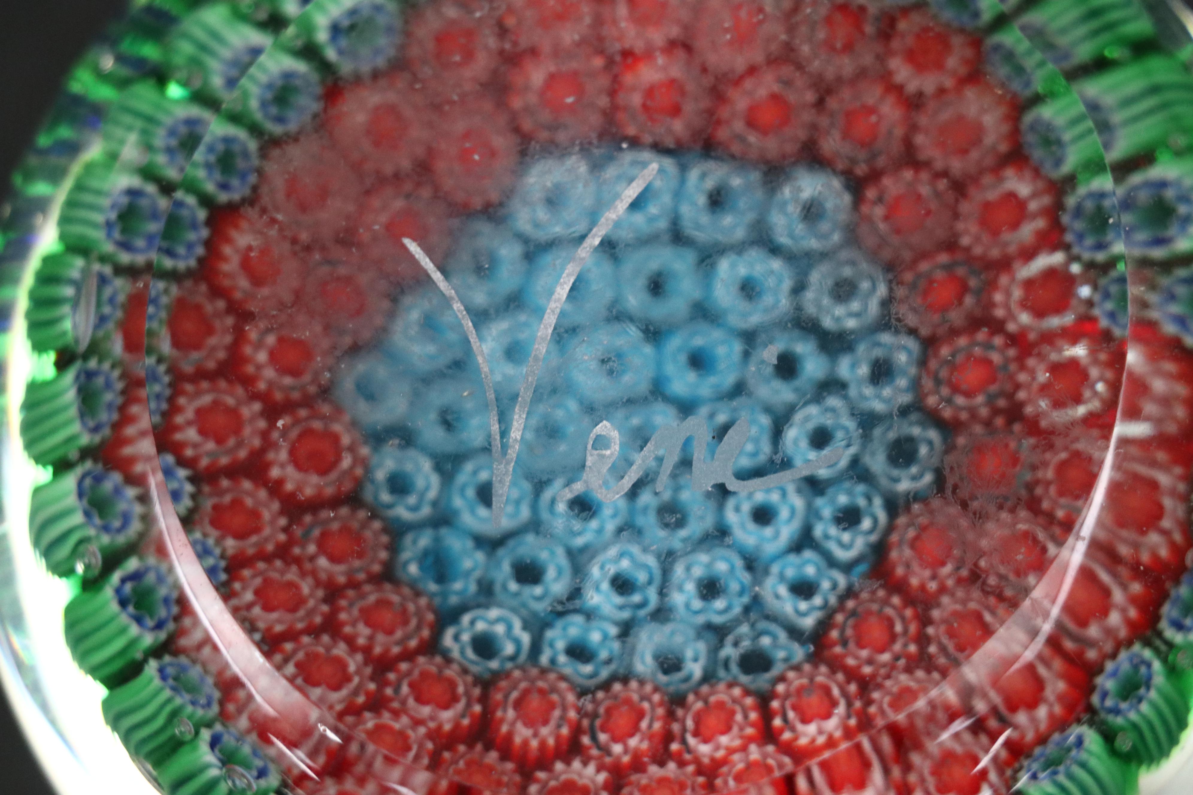 Artist Signed Veni Millefiori Glass Paperweight and More