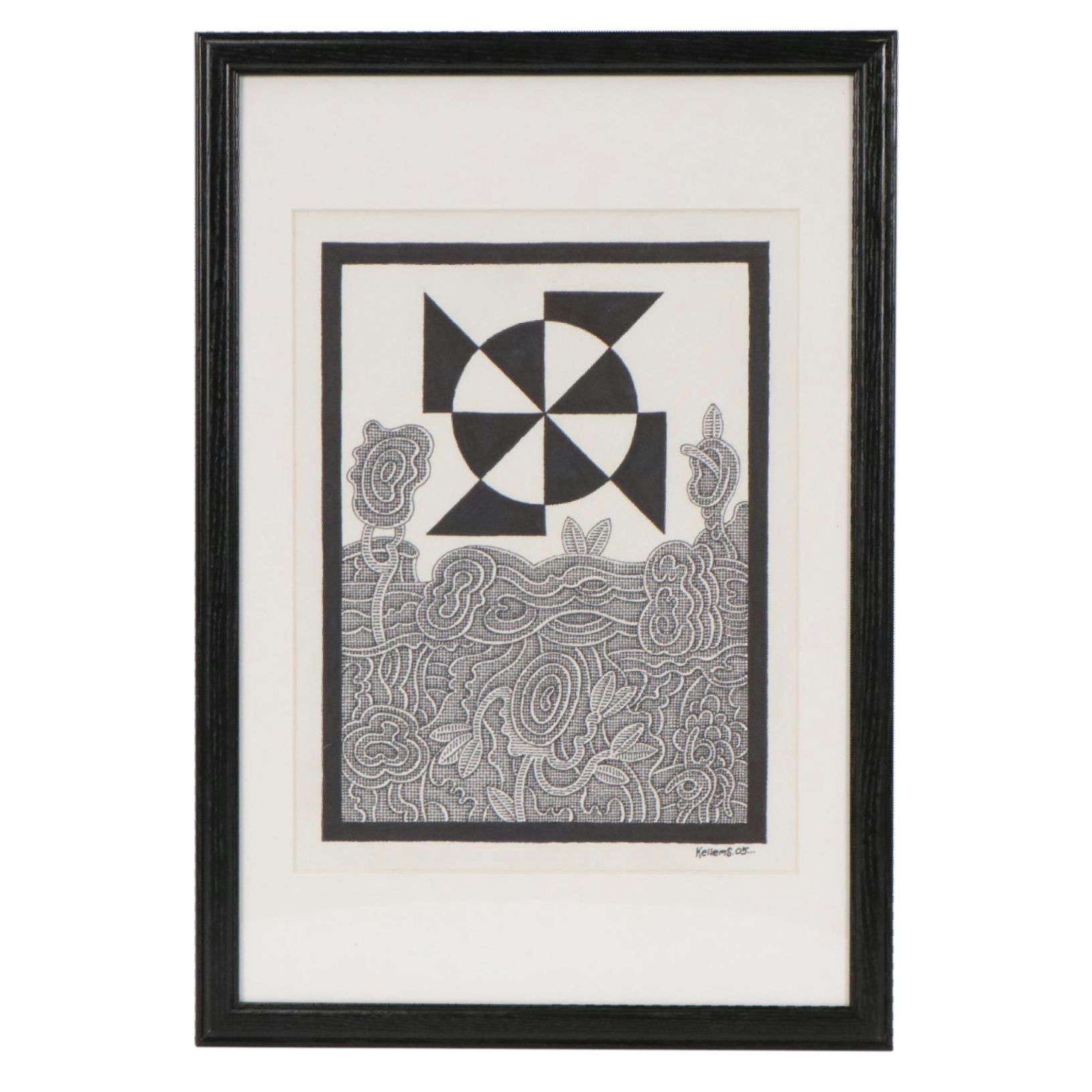 Jerry Kellems Abstract Ink Drawing, 2005