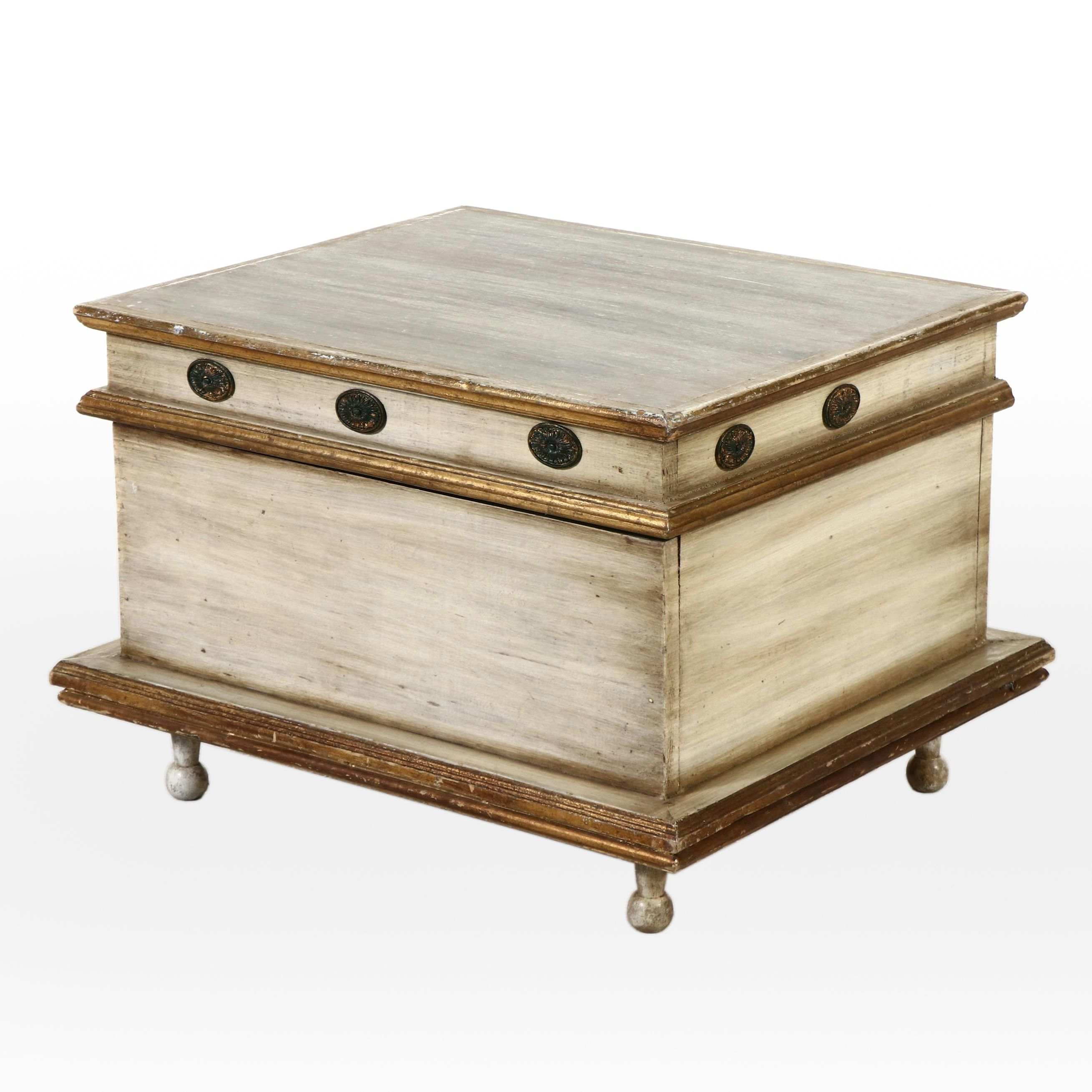 Neoclassical Style Painted and Parcel Gilt Lift-Lid Chest