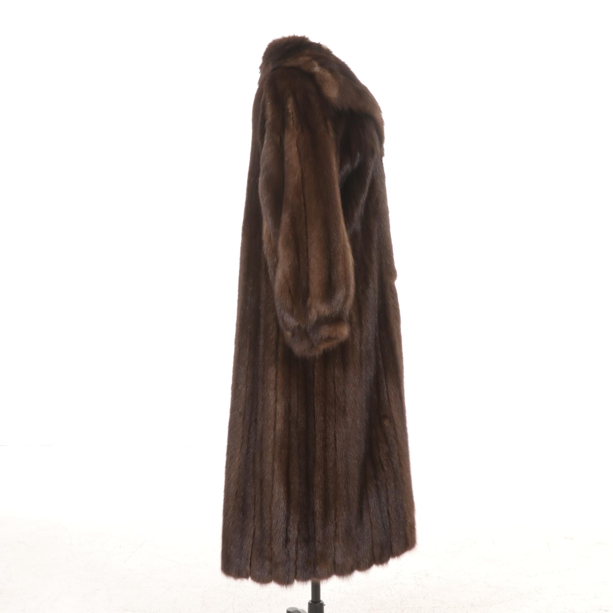 Sable Fur Long Coat with Collar