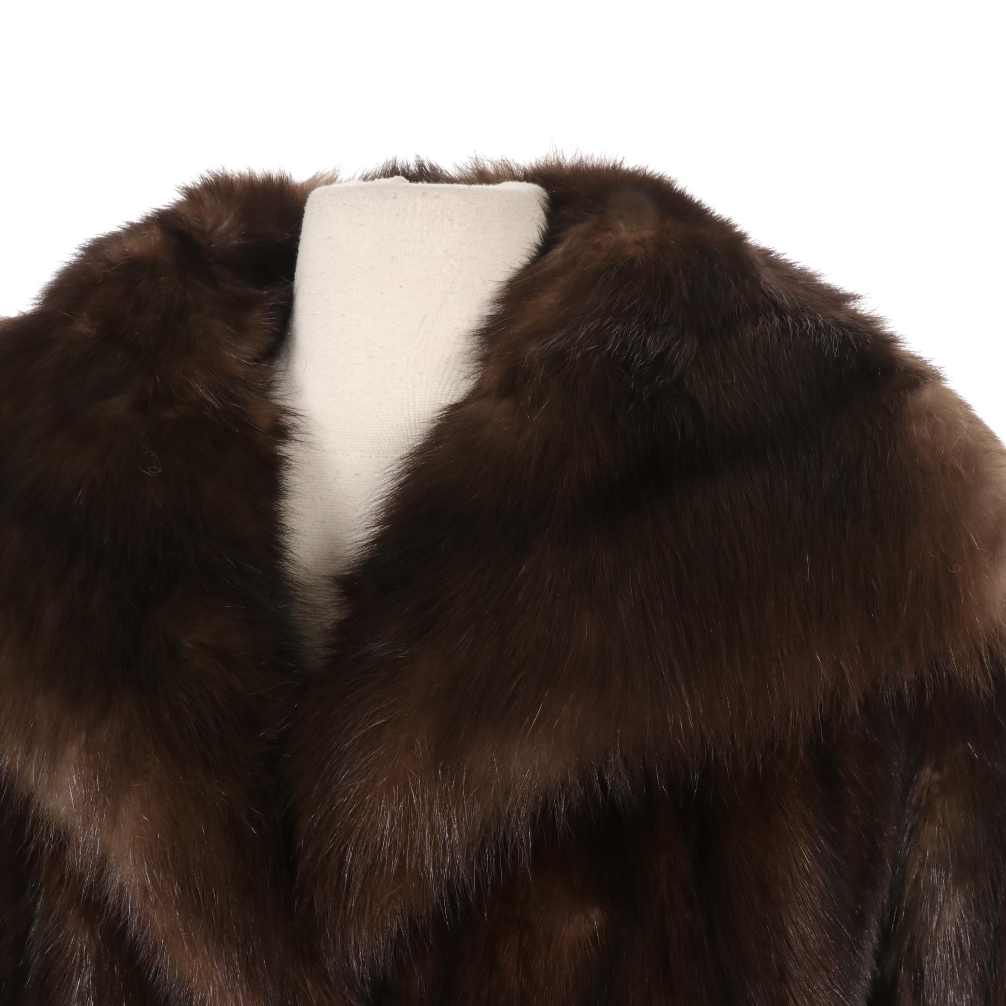 Sable Fur Long Coat with Collar