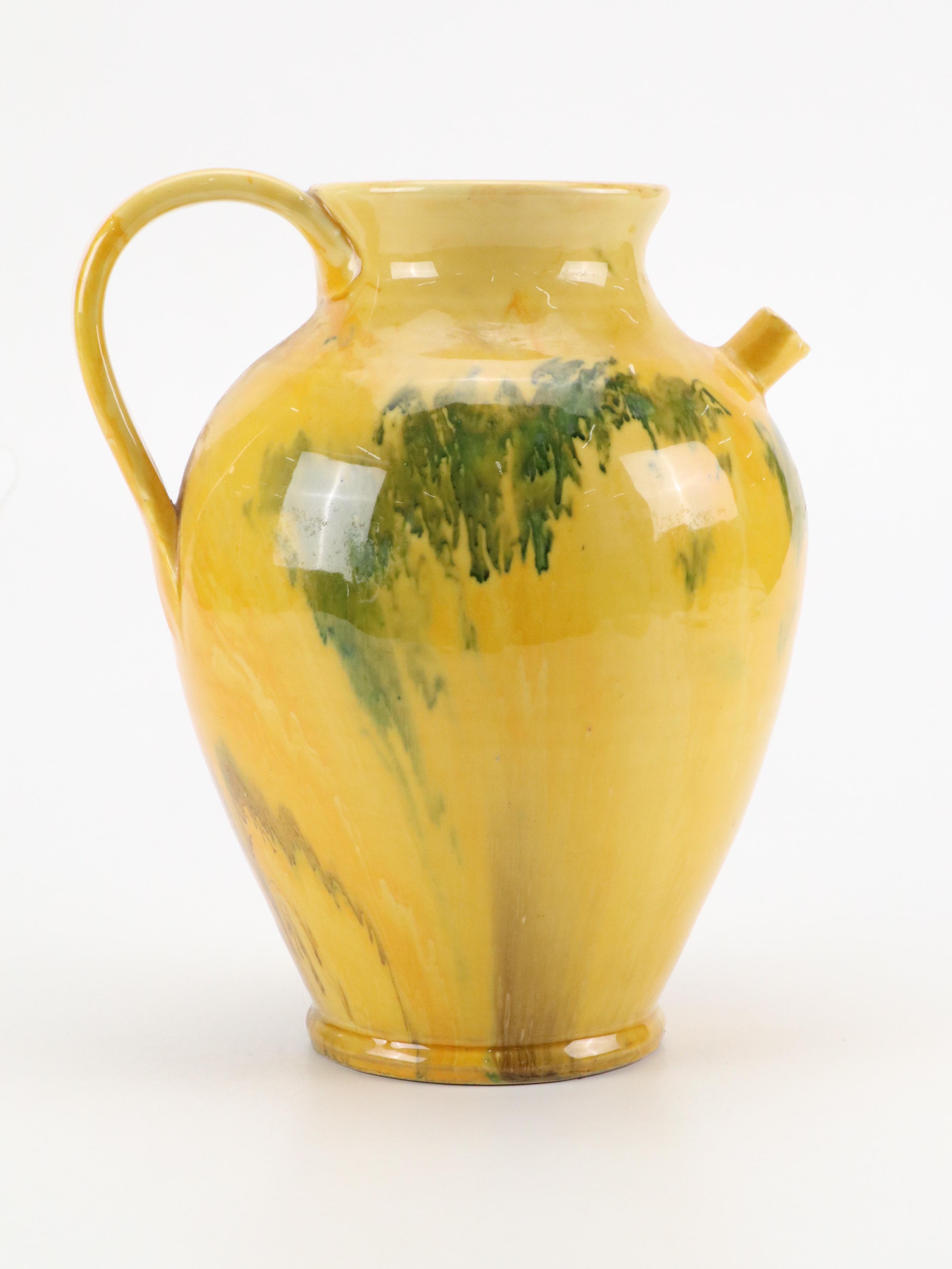 Ceramiche Virginia Terracotta Jug with Sheldon Carey Style Ceramic Vase