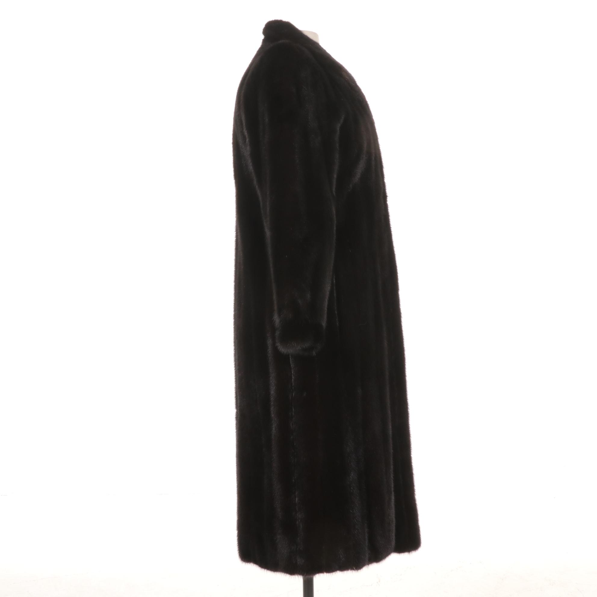 Greek Mink Fur Long Coat in Espresso