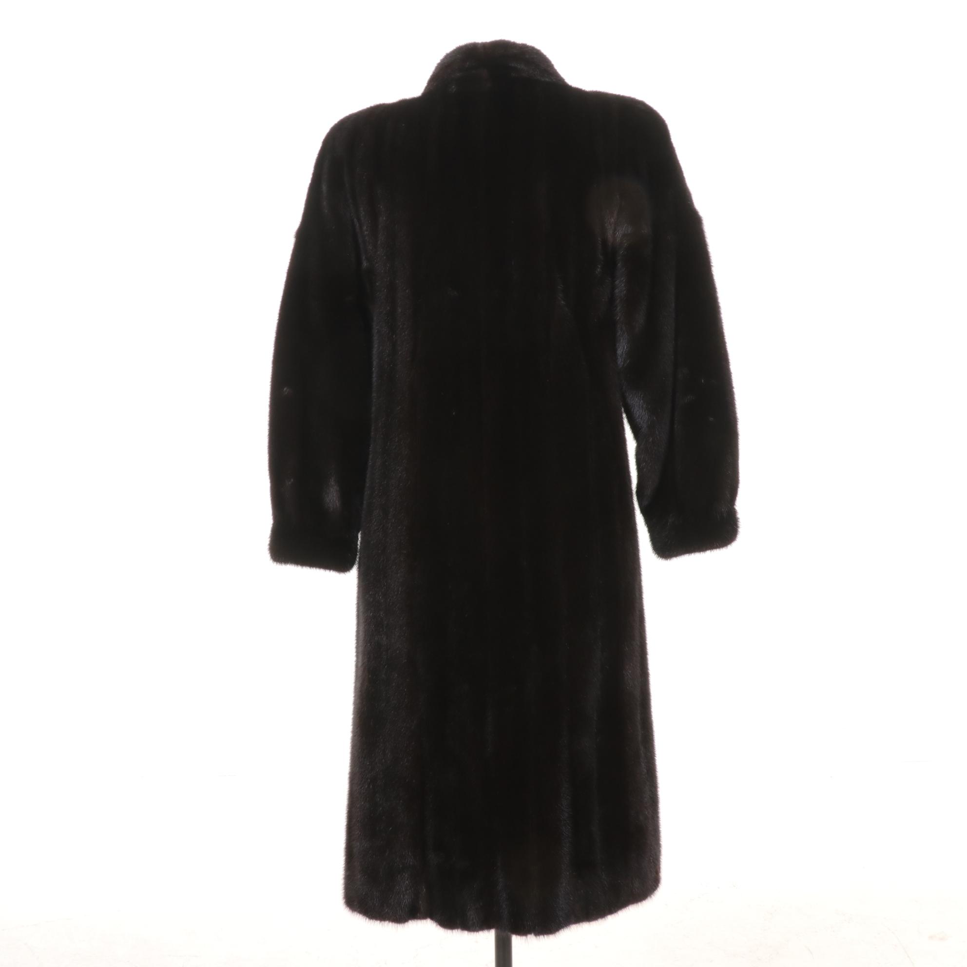 Greek Mink Fur Long Coat in Espresso