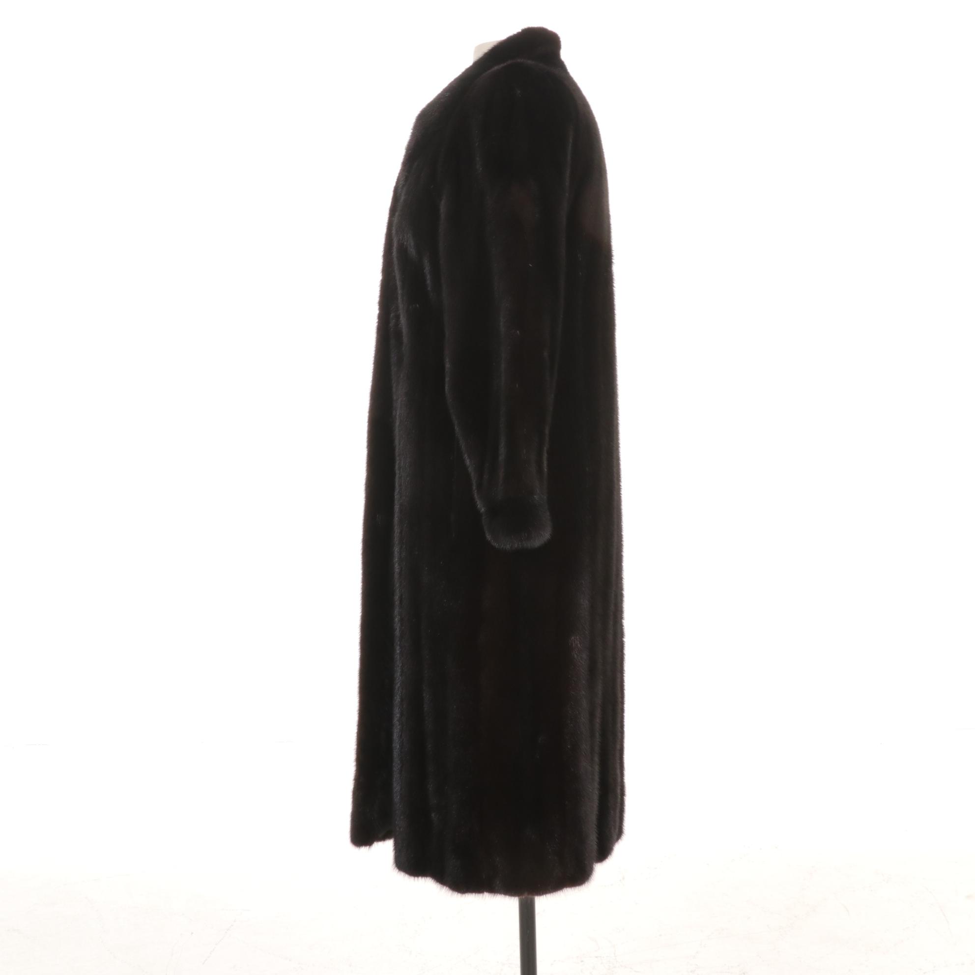 Greek Mink Fur Long Coat in Espresso