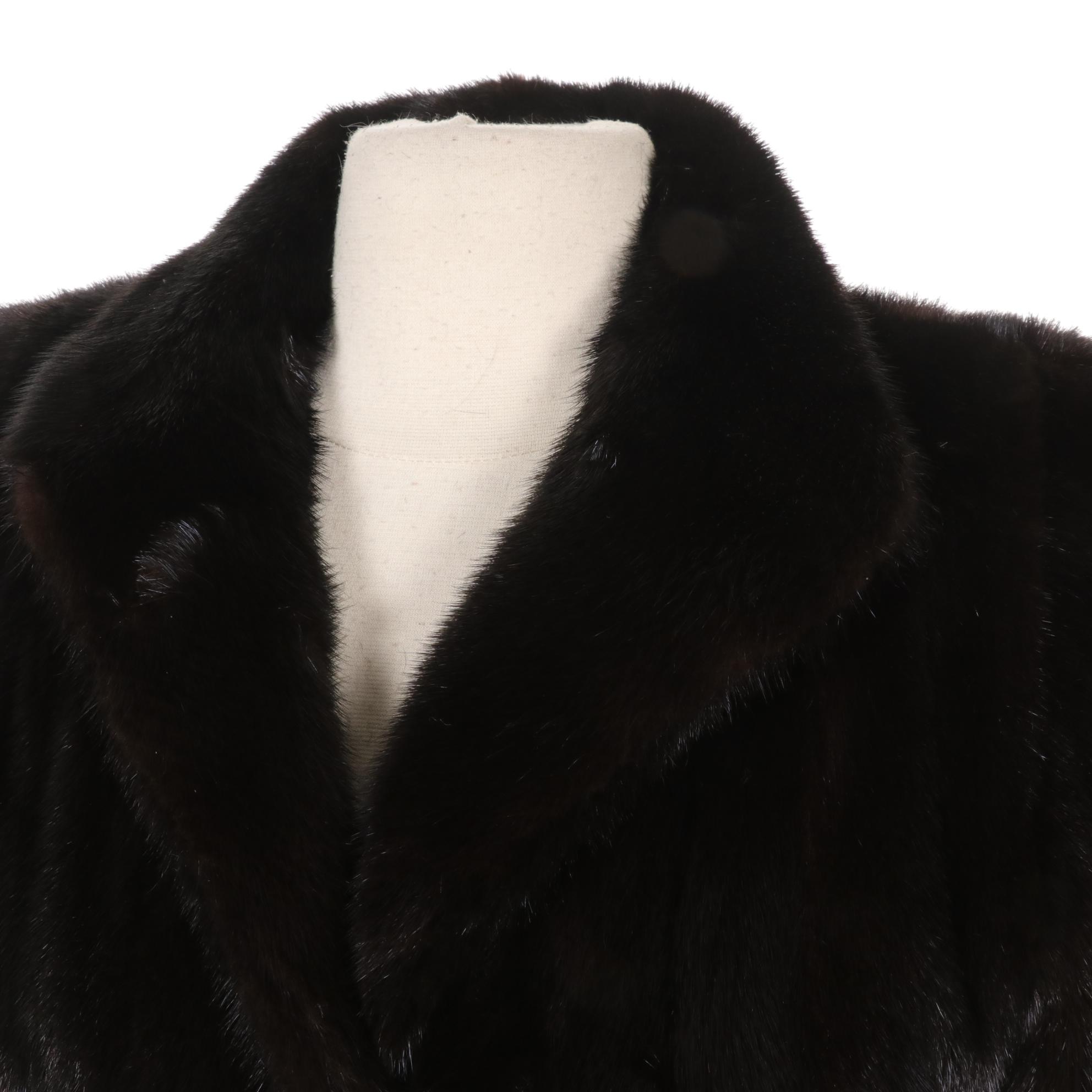 Greek Mink Fur Long Coat in Espresso