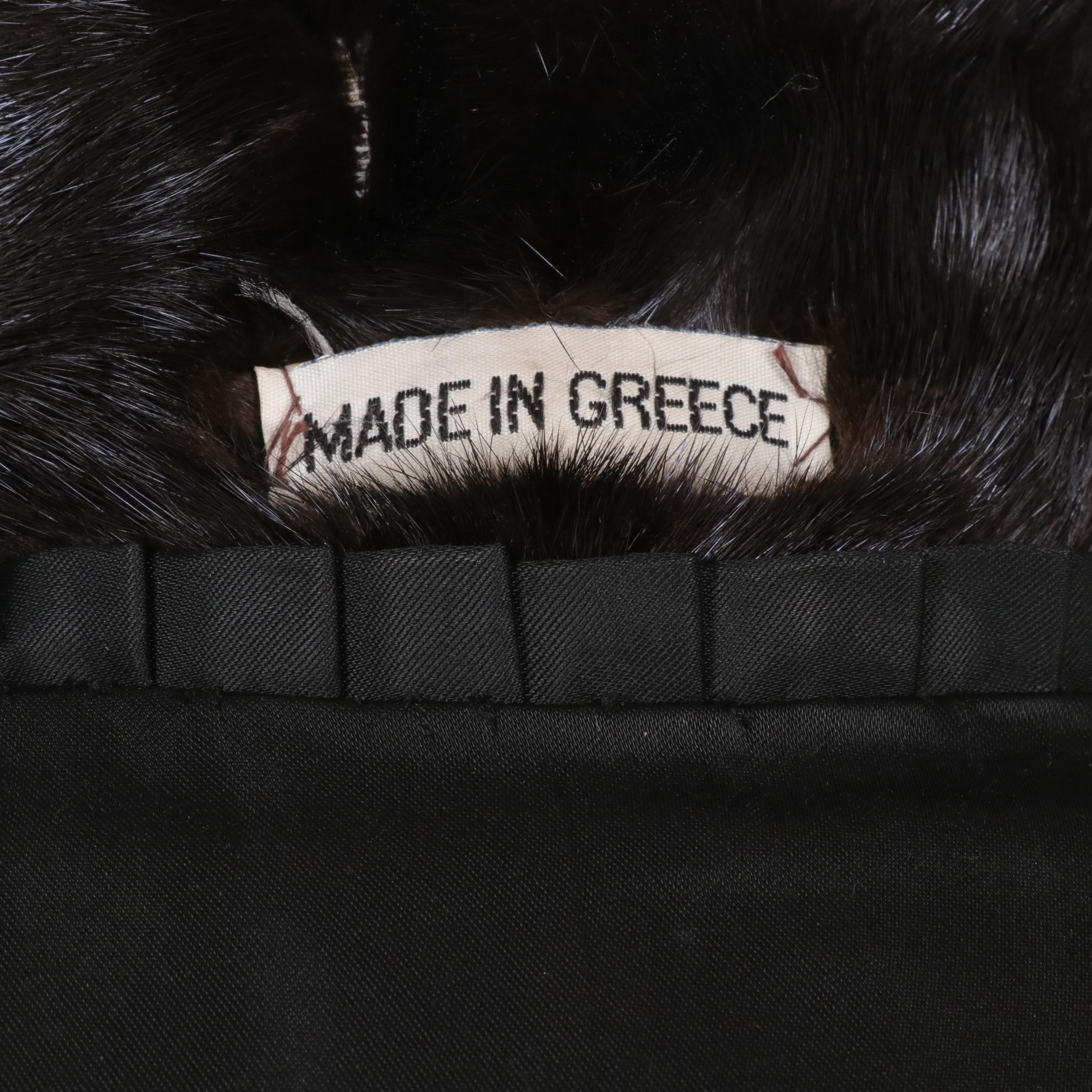 Greek Mink Fur Long Coat in Espresso