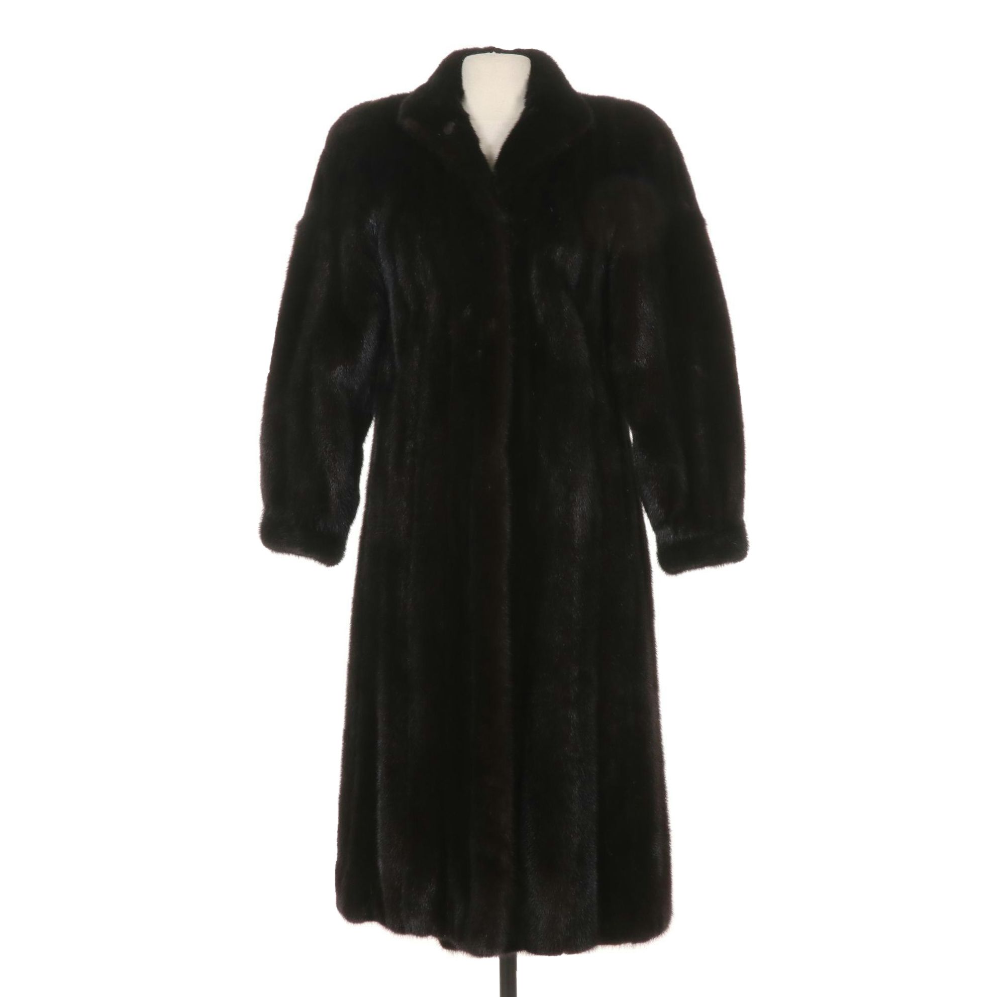 Greek Mink Fur Long Coat in Espresso