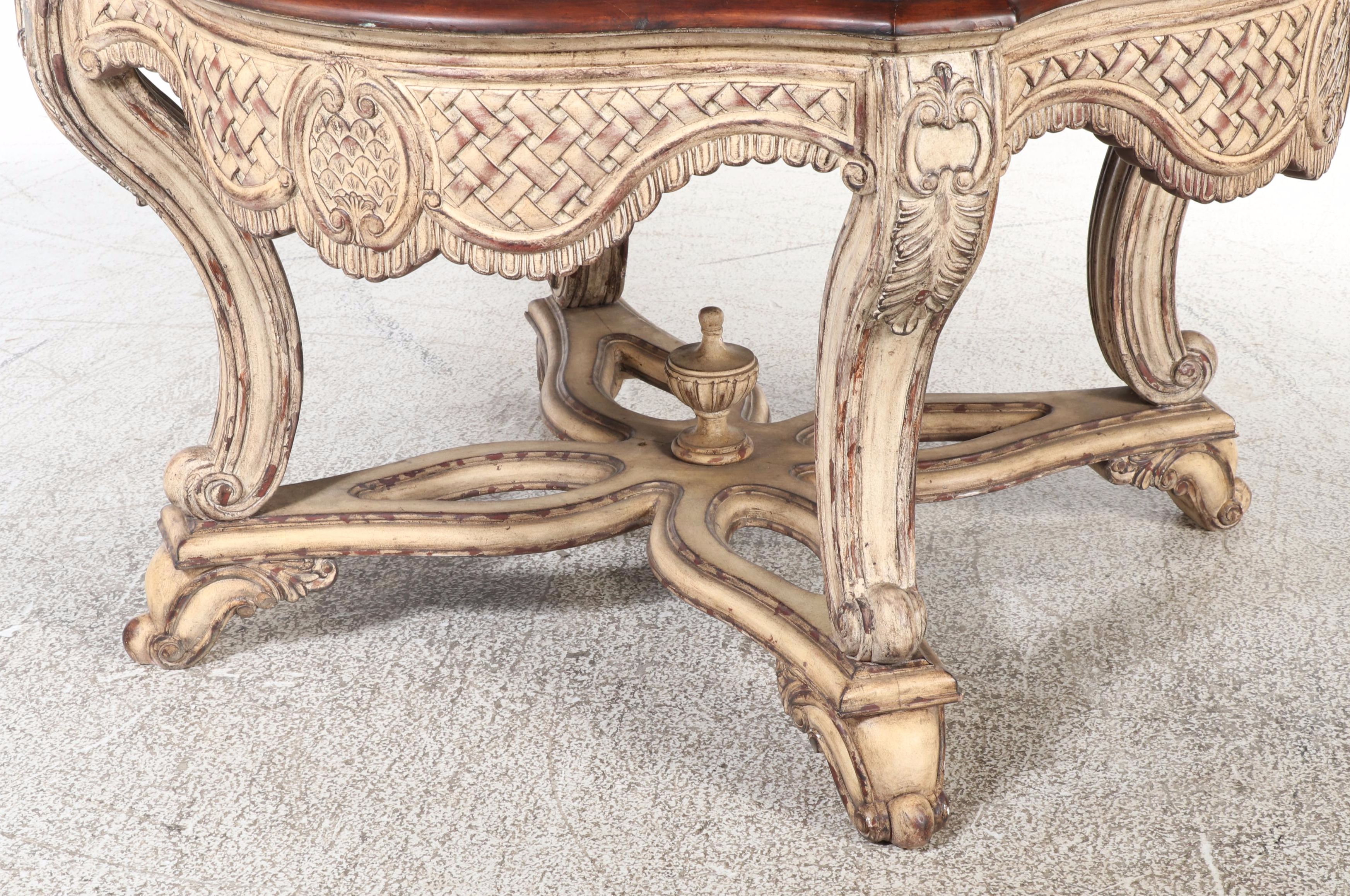 Régence Style Hardwood-Veneered and Cream-Painted Dining Table