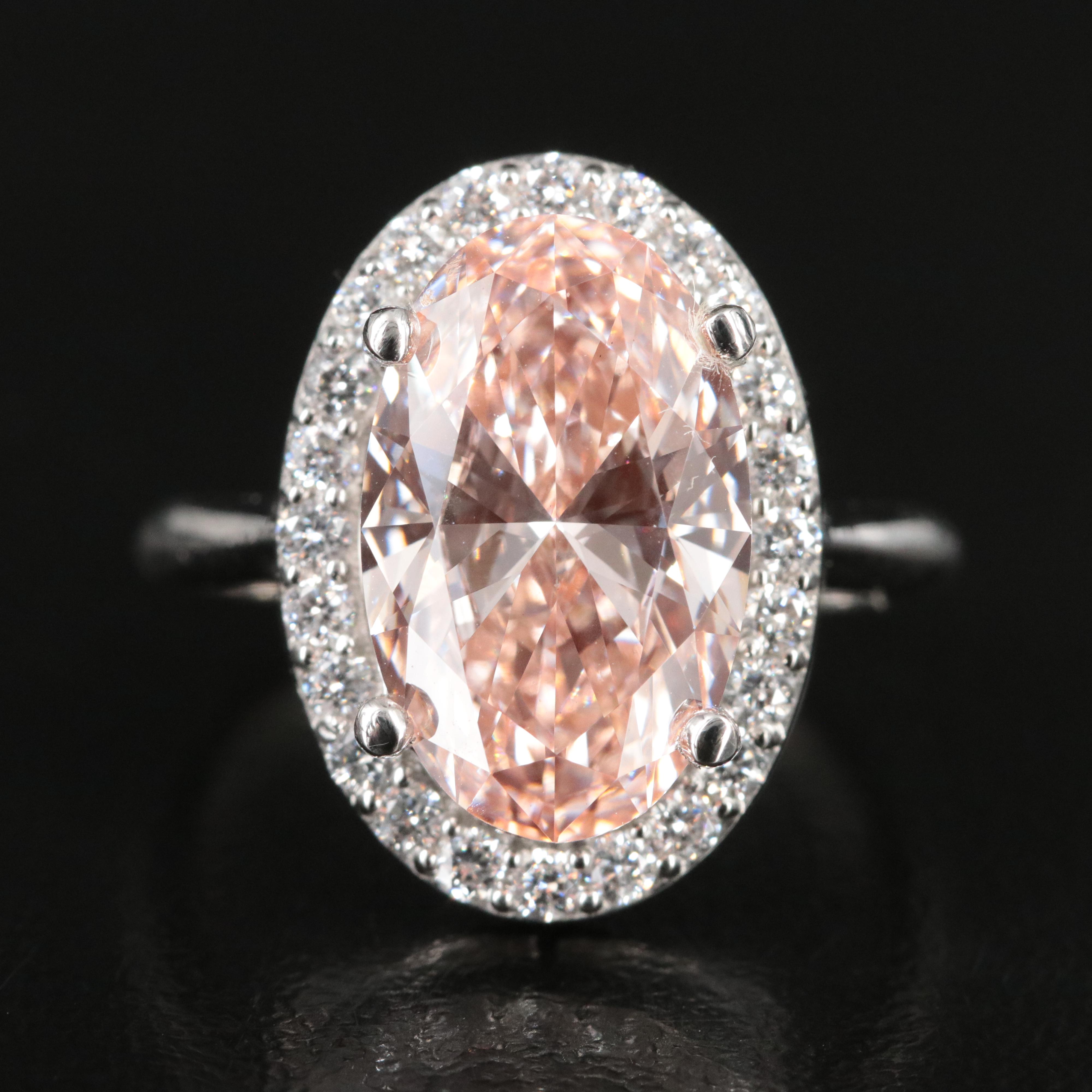 Platinum 4.69 CTW Lab Grown Diamond Ring with IGI Report and Fancy Center