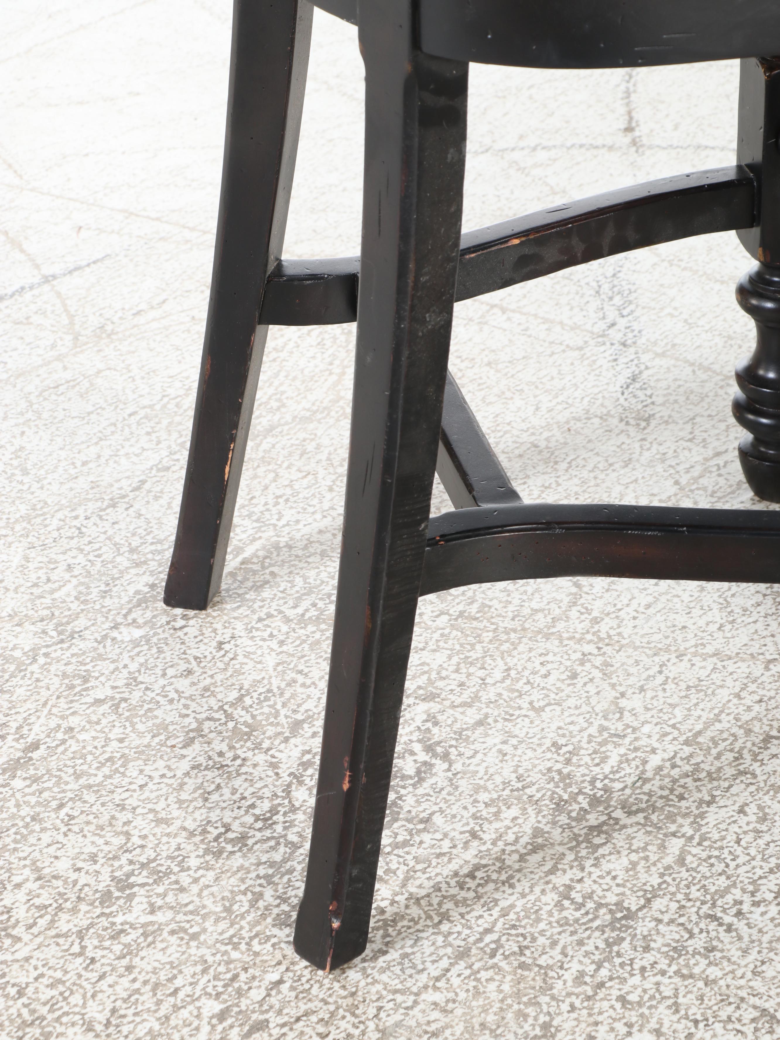 Four Tommy Bahama Home "Dunkirk" Leather Swivel Bar Stools in Dark Brown Finish