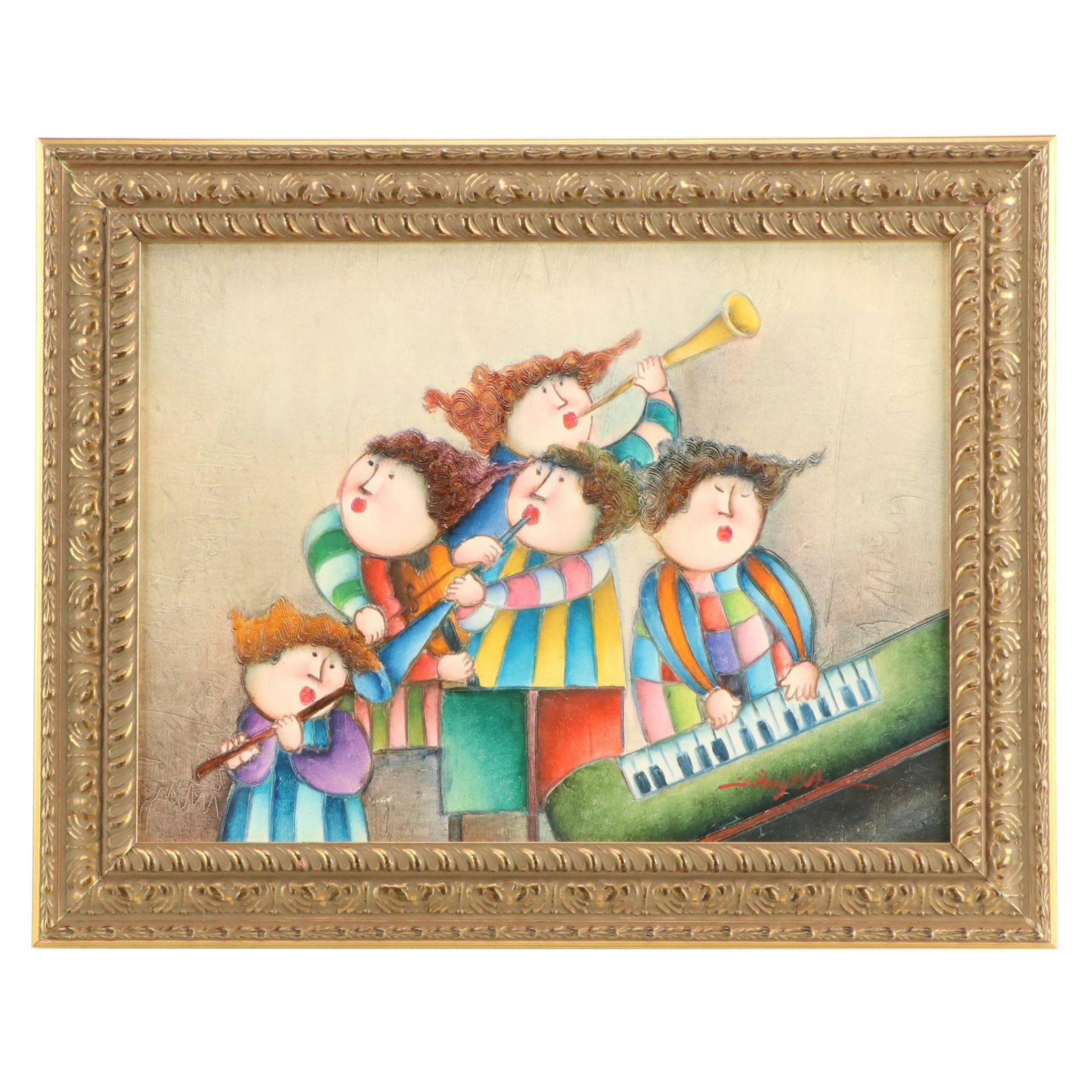 Joyce Roybal Oil Painting of Musicians