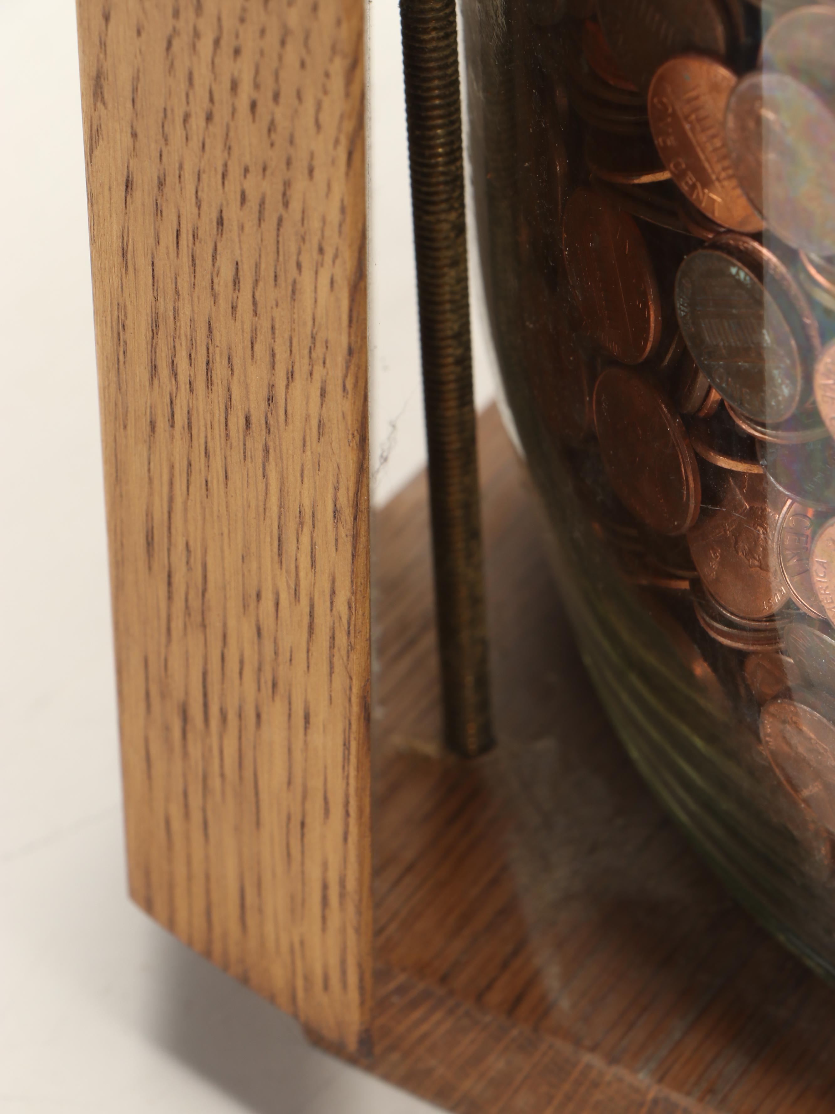 Wooden Bound Glass Carboy with Pennies