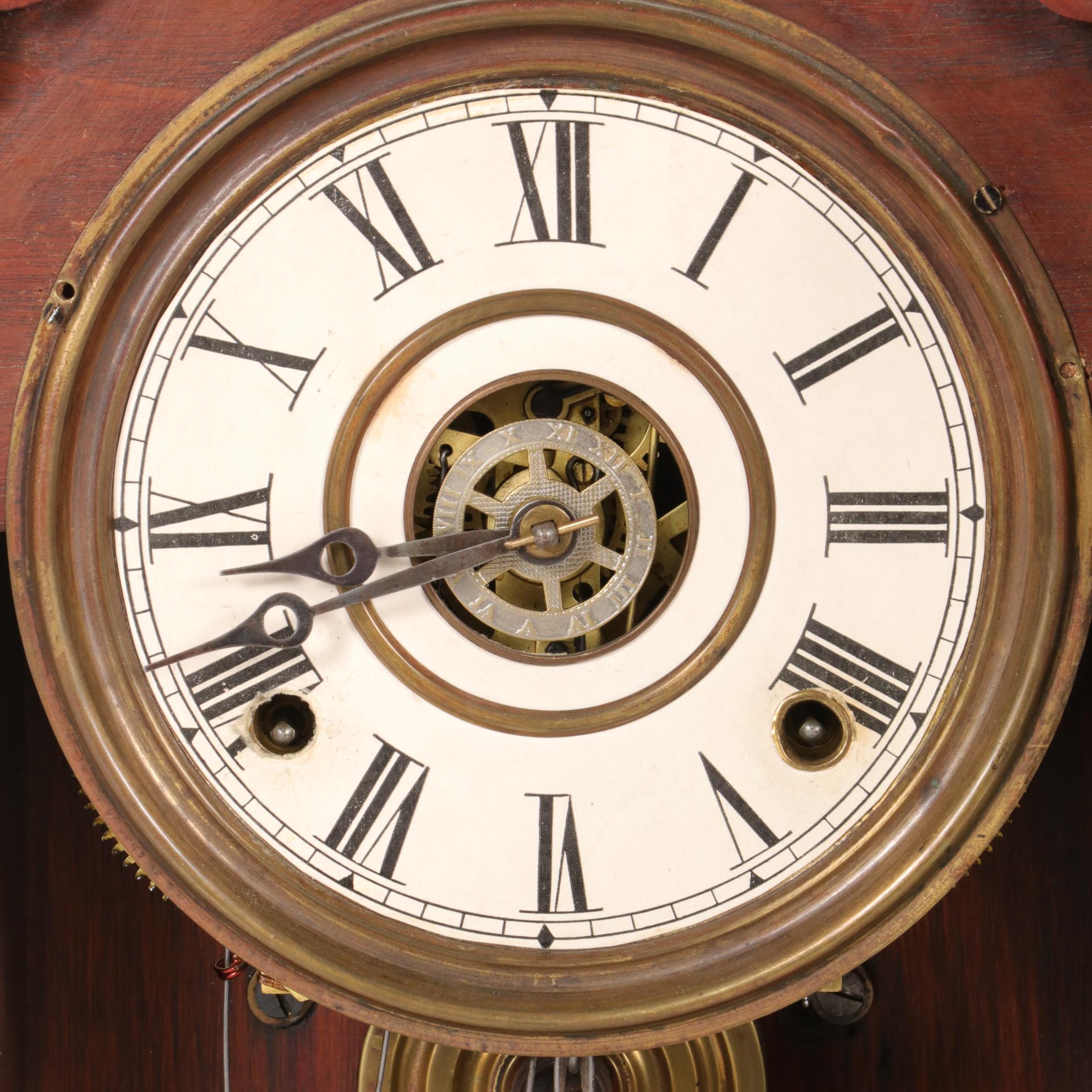 E. Ingraham Walnut Gingerbread Clock