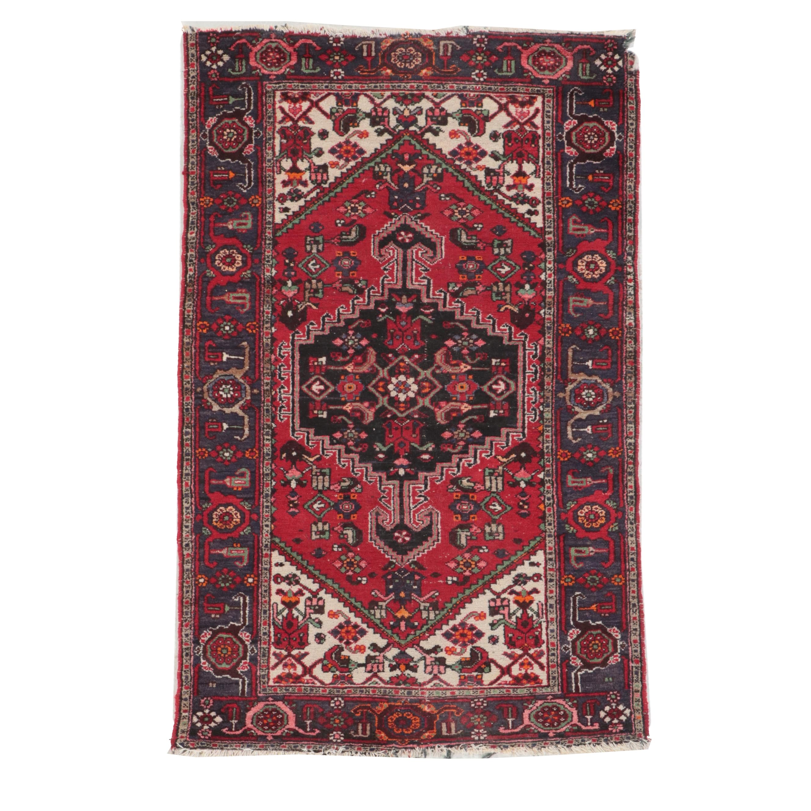 4'3 x 6'6 Hand-Knotted Persian Hamadan Area Rug