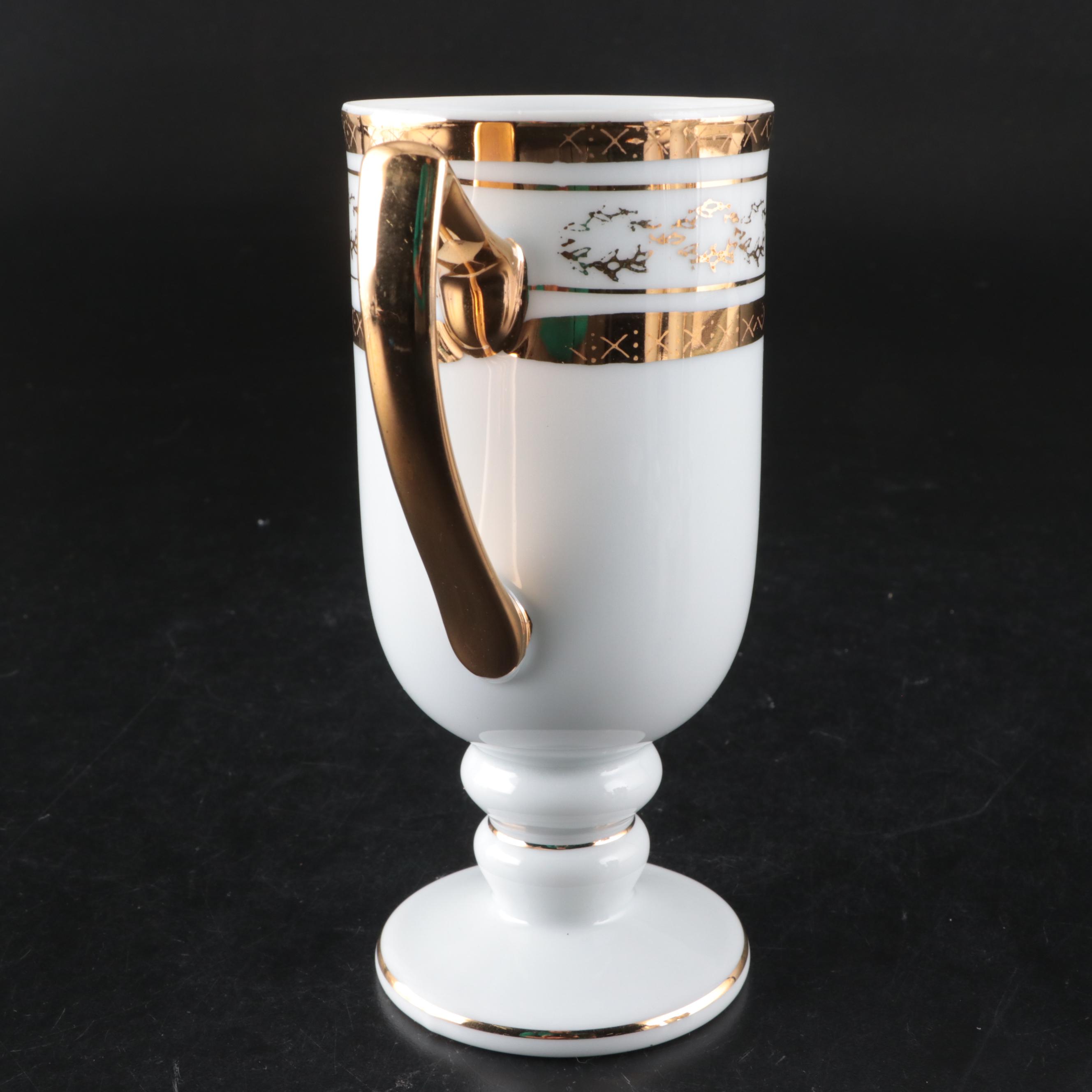 Royal Crown "Elegante" Porcelain Irish Coffee Mugs, Mid-20th Century
