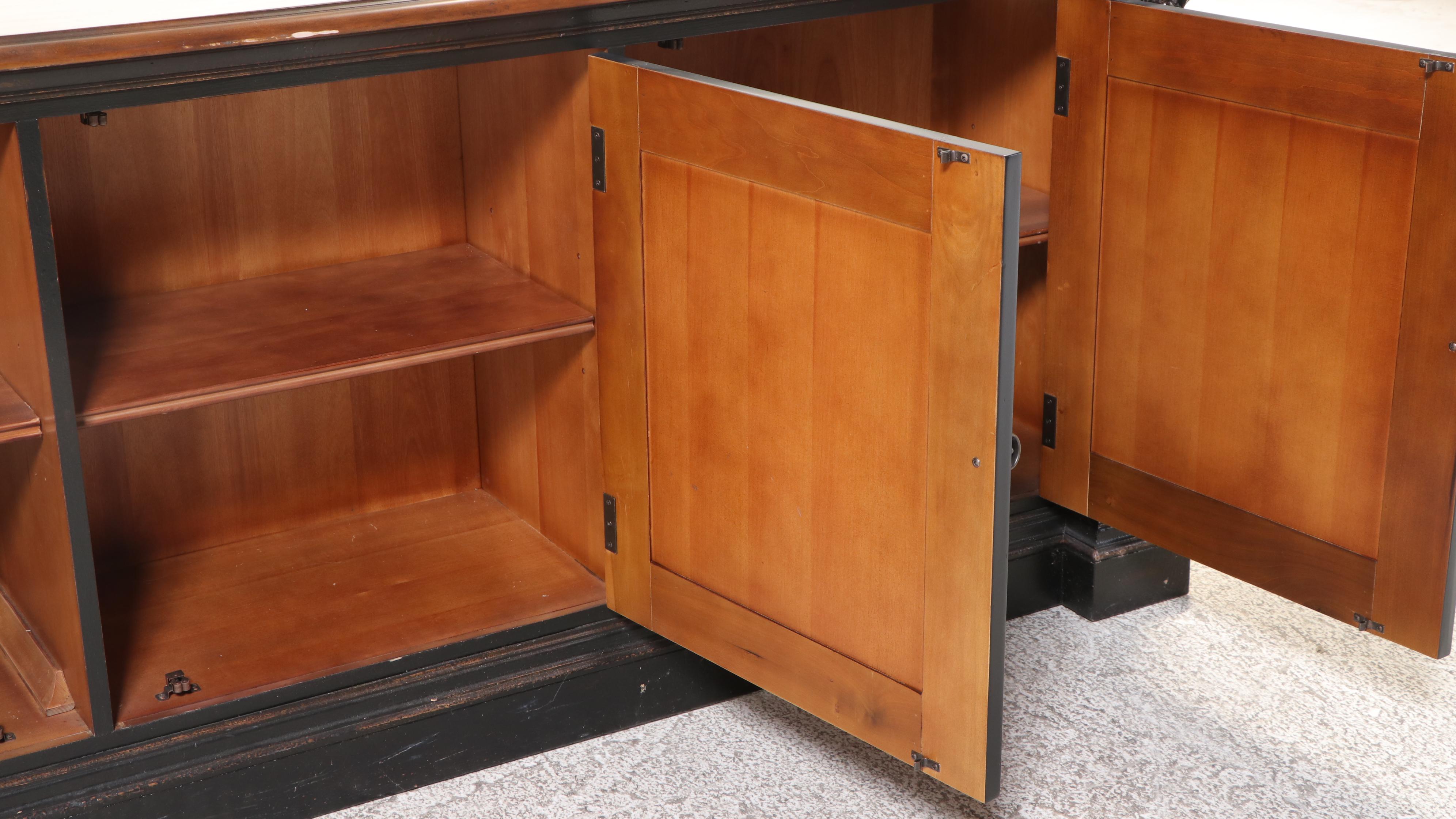 Hooker Furniture "North Hampton" Ebonized and Parcel-Gilt Triple-Column Bookcase