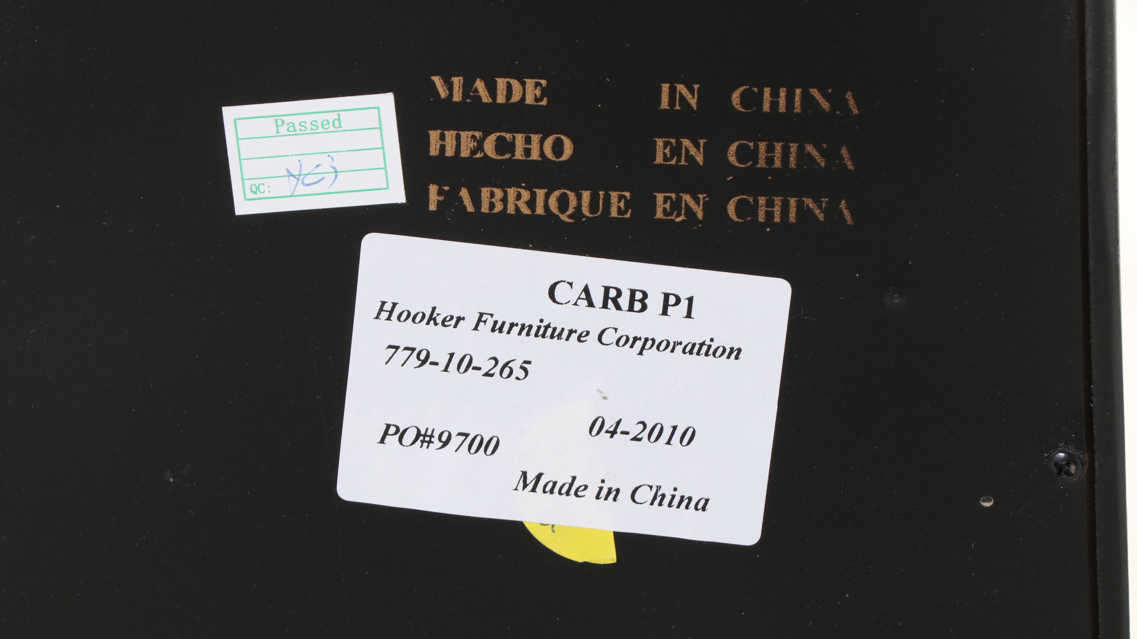 Hooker Furniture "North Hampton" Ebonized and Parcel-Gilt Triple-Column Bookcase