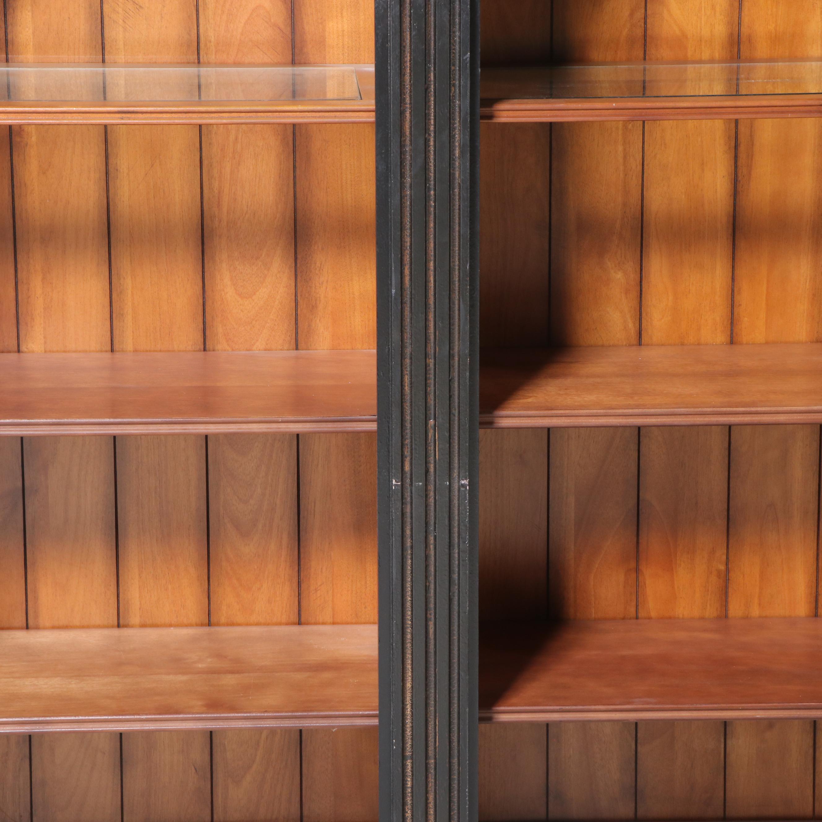 Hooker Furniture "North Hampton" Ebonized and Parcel-Gilt Triple-Column Bookcase