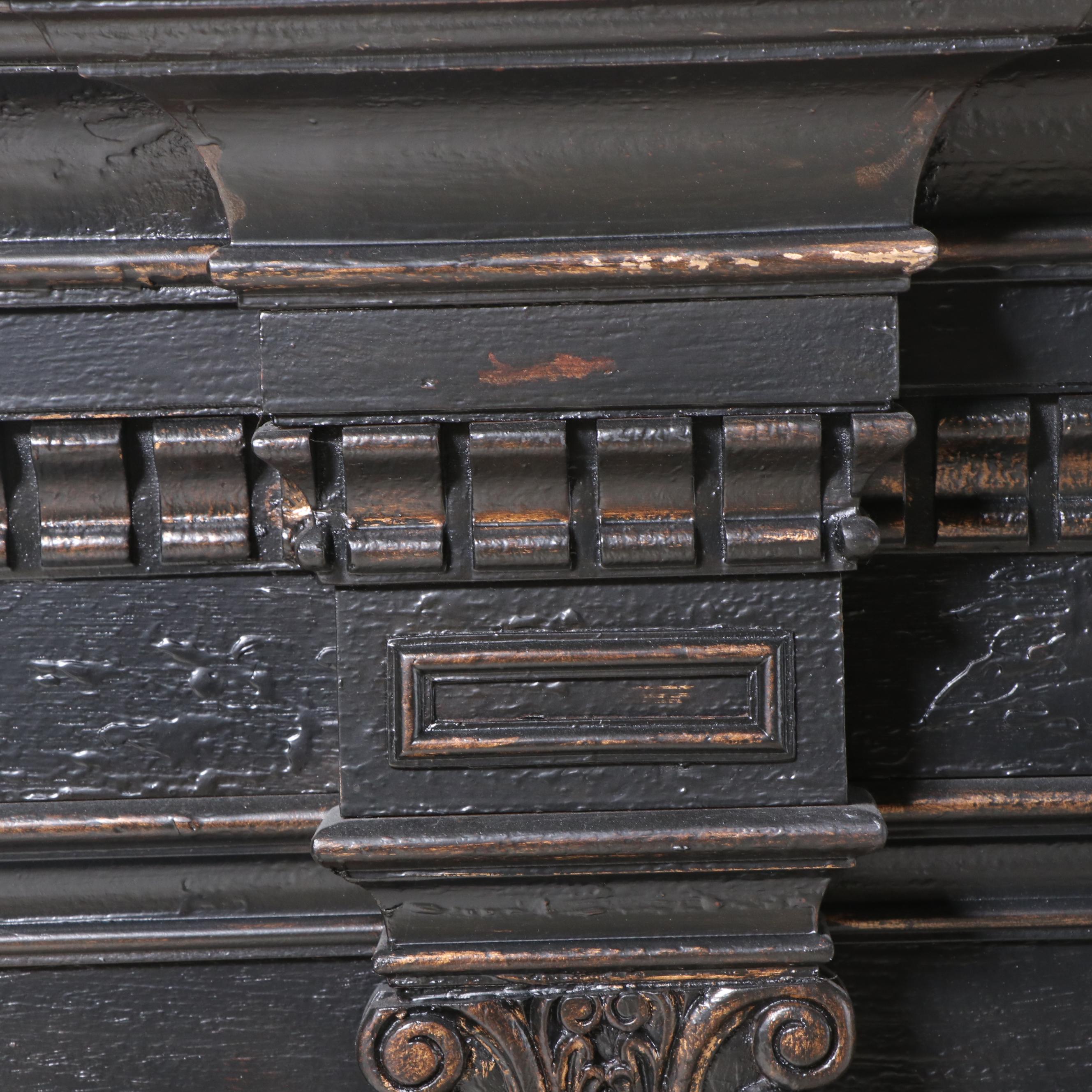 Hooker Furniture "North Hampton" Ebonized and Parcel-Gilt Triple-Column Bookcase