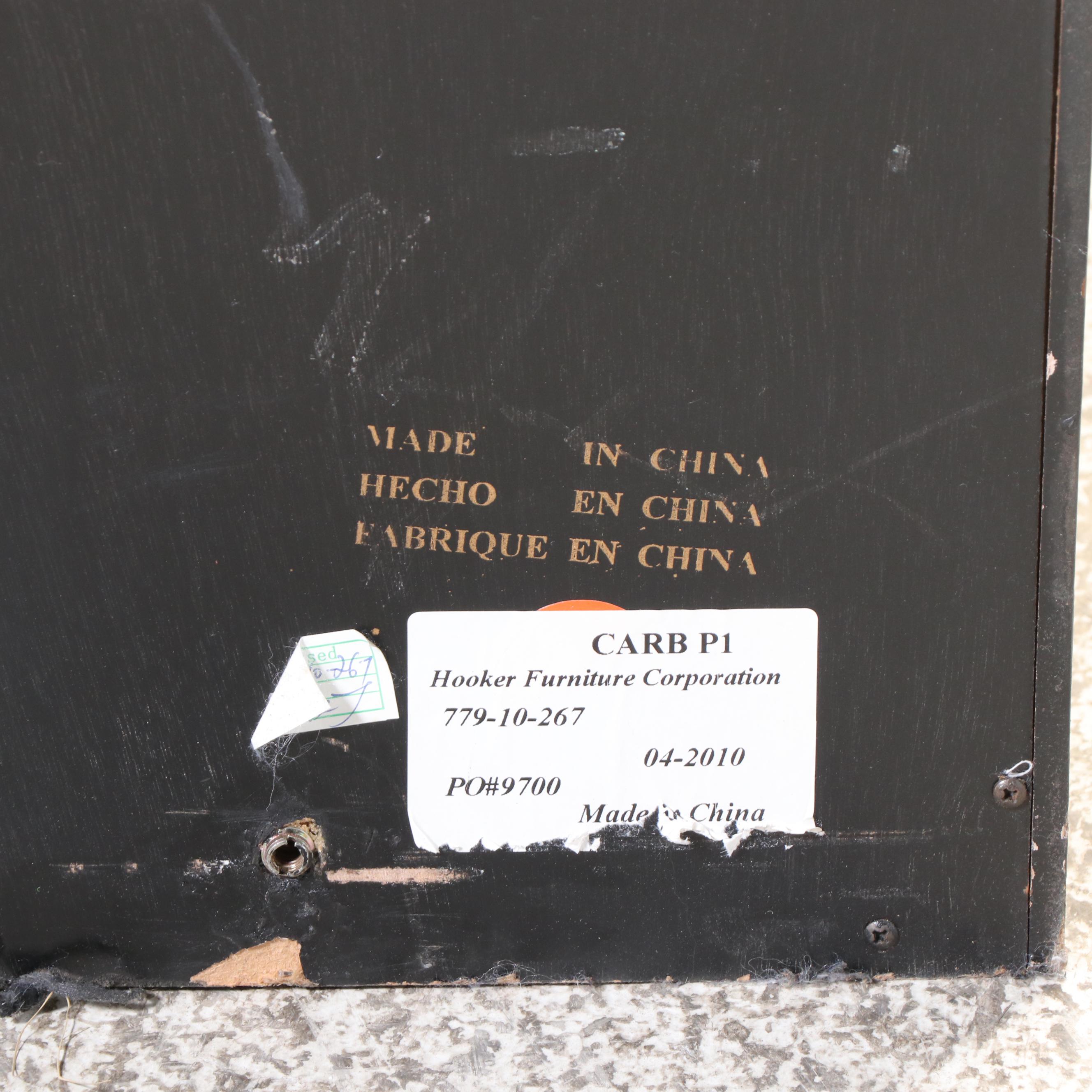 Hooker Furniture "North Hampton" Ebonized and Parcel-Gilt Triple-Column Bookcase