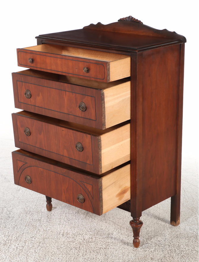 Showers Brothers Style Walnut FourDrawer Chest, Circa 1930 EBTH