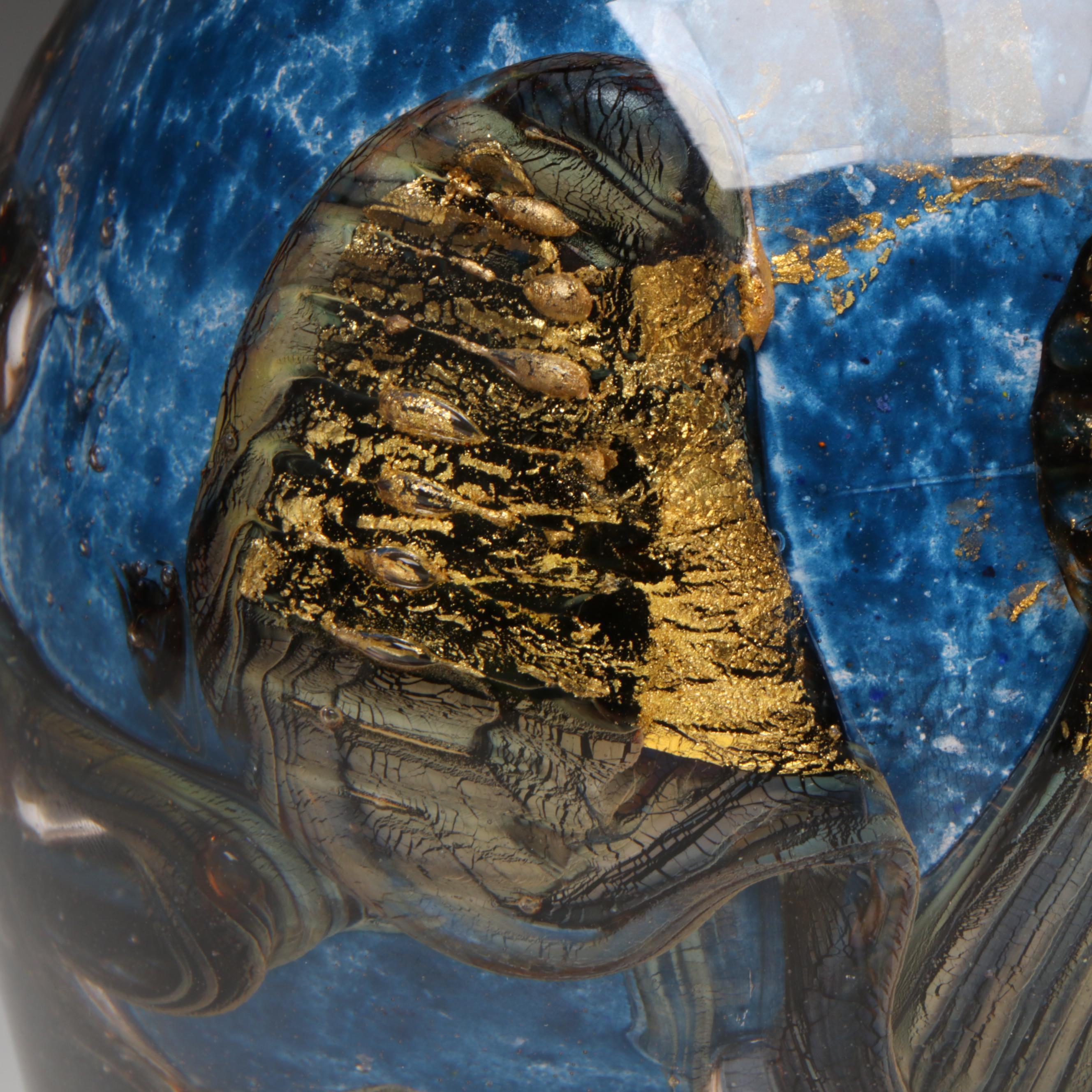 Jean-Claude Novaro "Flacon Bleu Paysage" Handblown Art Glass Decanter, 2006