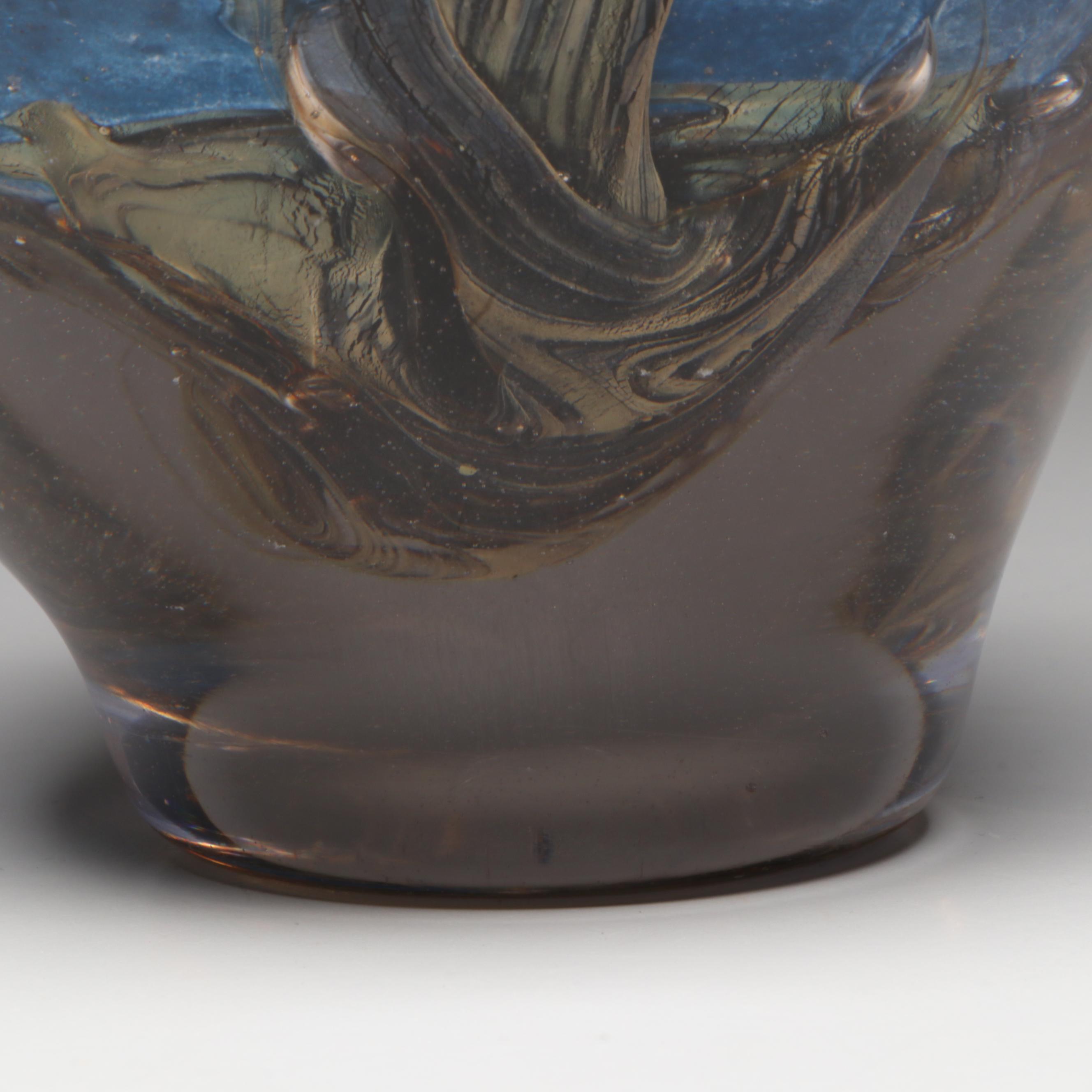 Jean-Claude Novaro "Flacon Bleu Paysage" Handblown Art Glass Decanter, 2006
