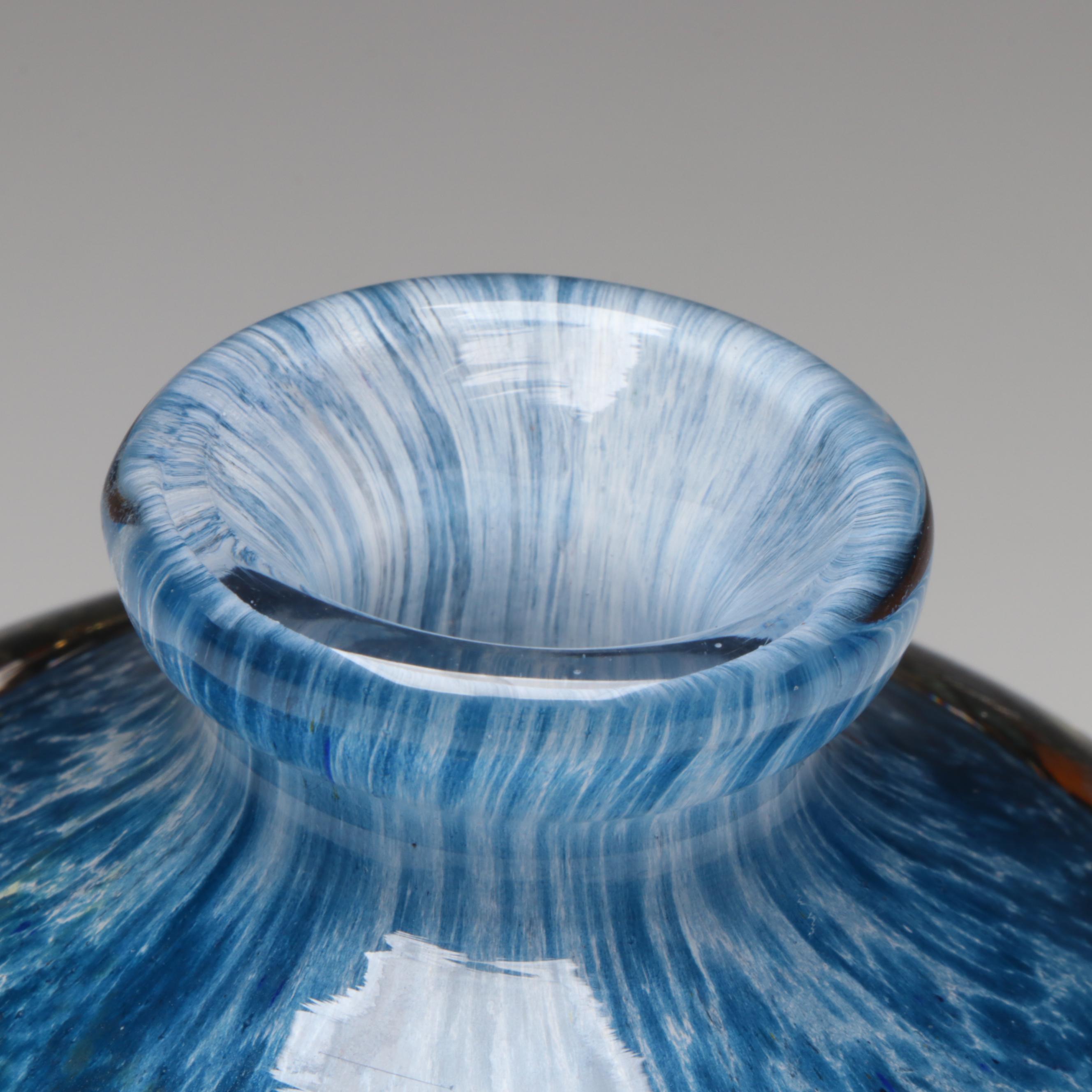 Jean-Claude Novaro "Flacon Bleu Paysage" Handblown Art Glass Decanter, 2006