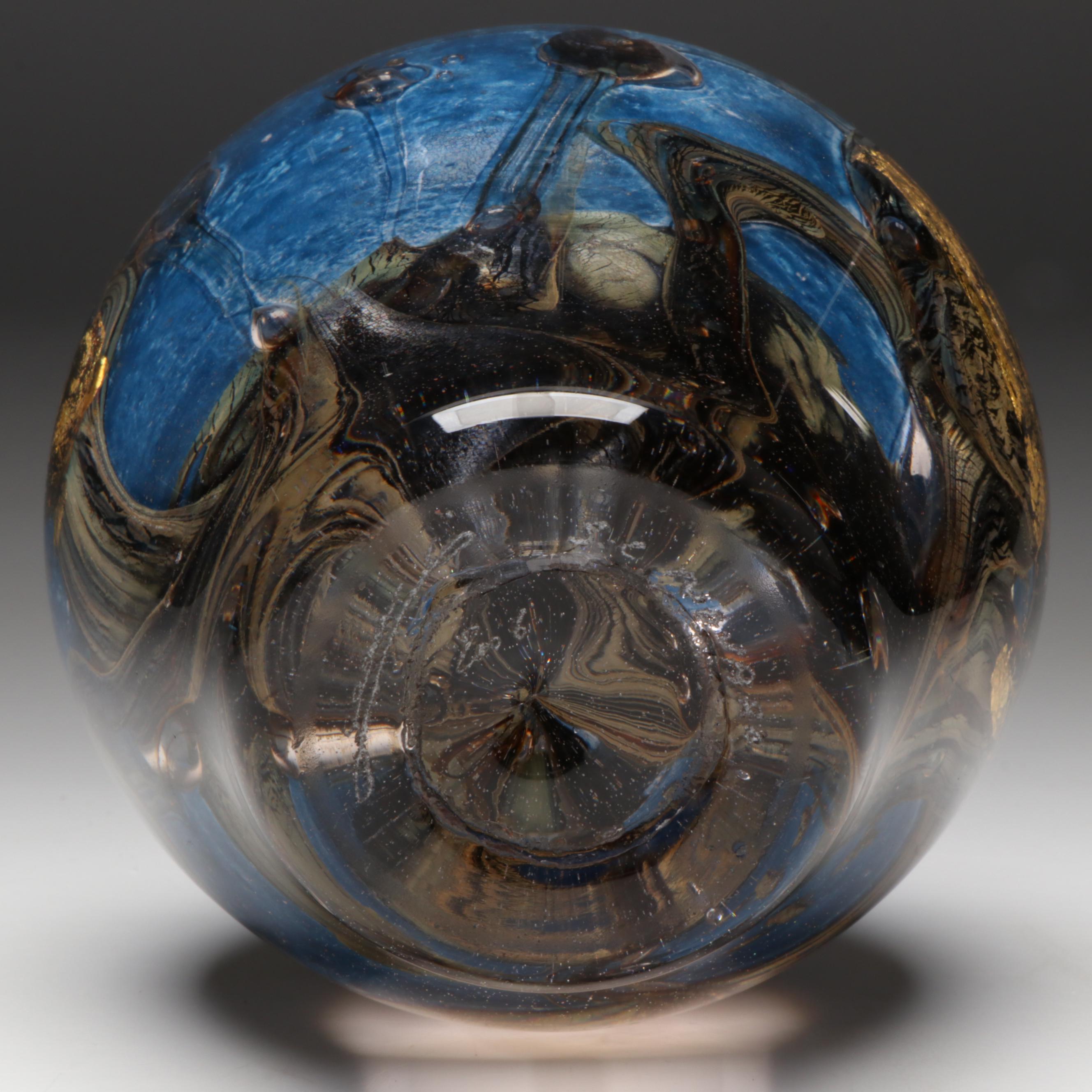 Jean-Claude Novaro "Flacon Bleu Paysage" Handblown Art Glass Decanter, 2006