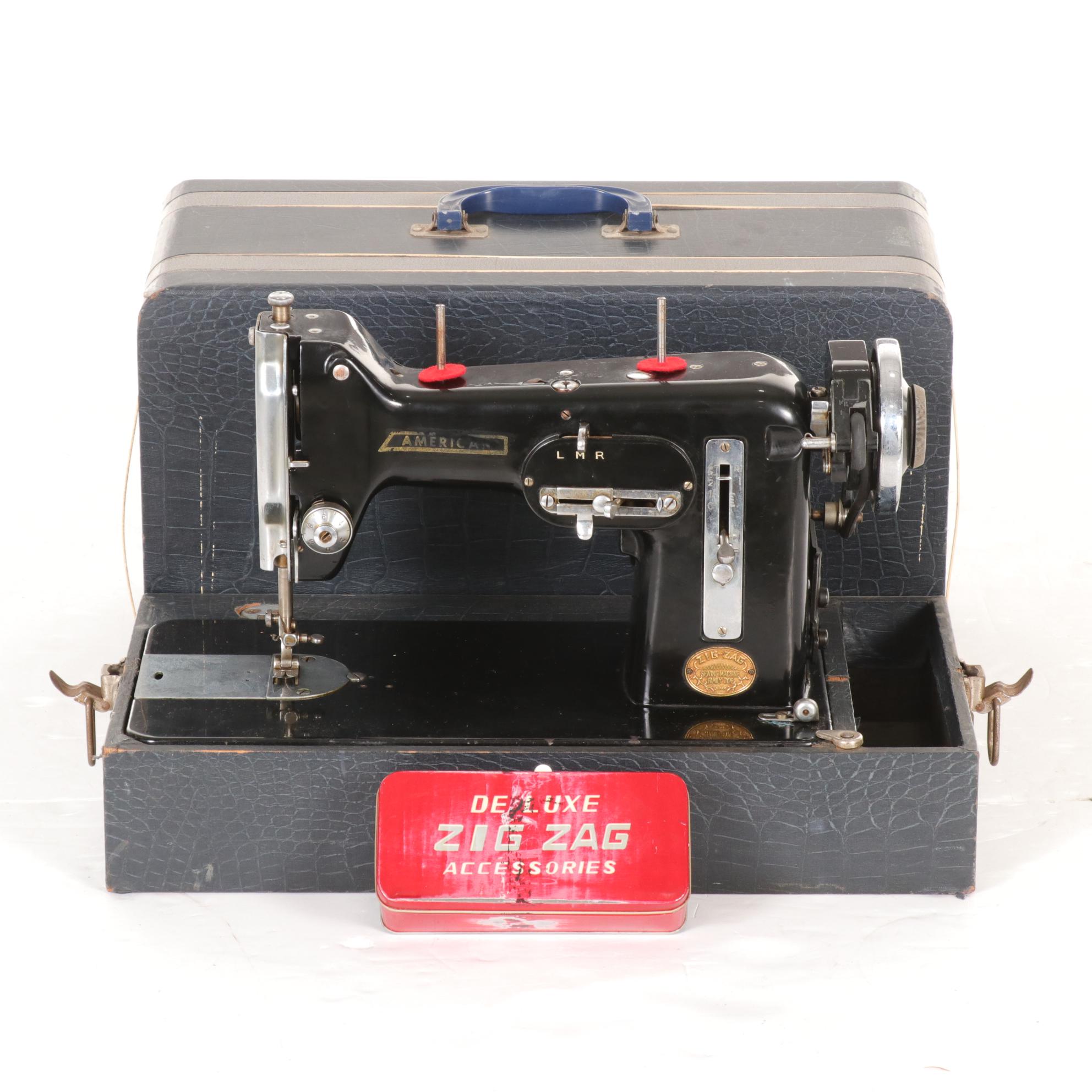 American Home Deluxe Zig-Zag Portable Electric Sewing Machine, Mid-20th Century