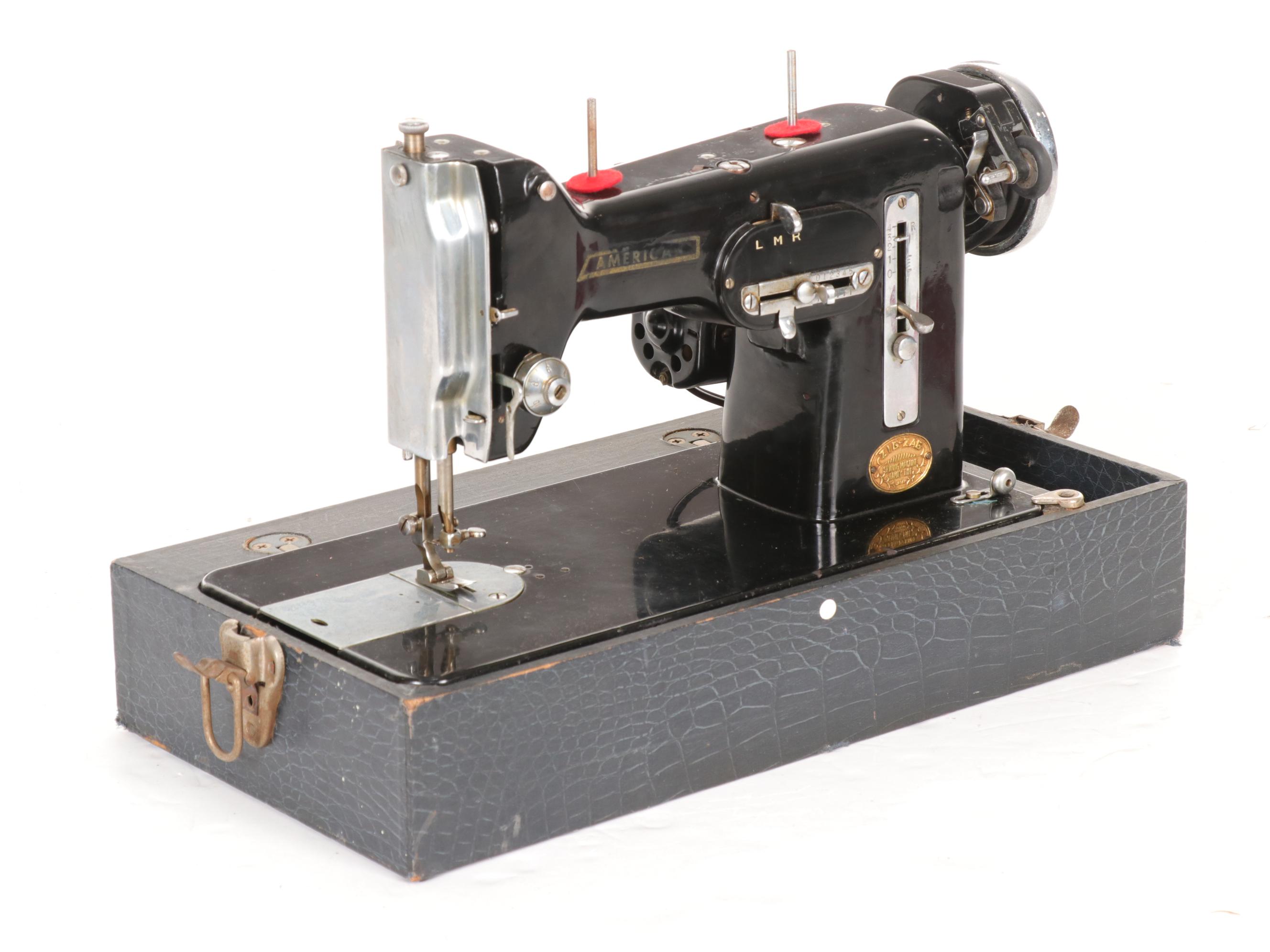 American Home Deluxe Zig-Zag Portable Electric Sewing Machine, Mid-20th Century