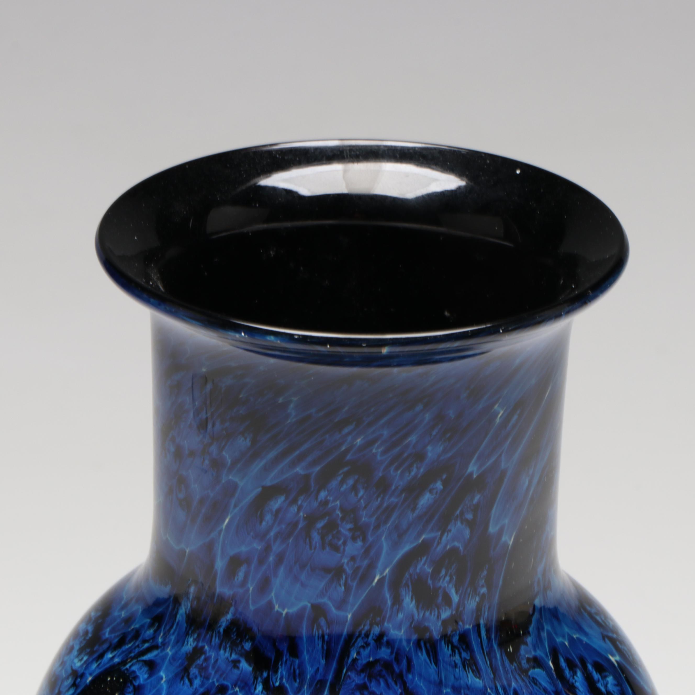 Josh Simpson Blue "New Mexico" Handblown Studio Art Glass Vase