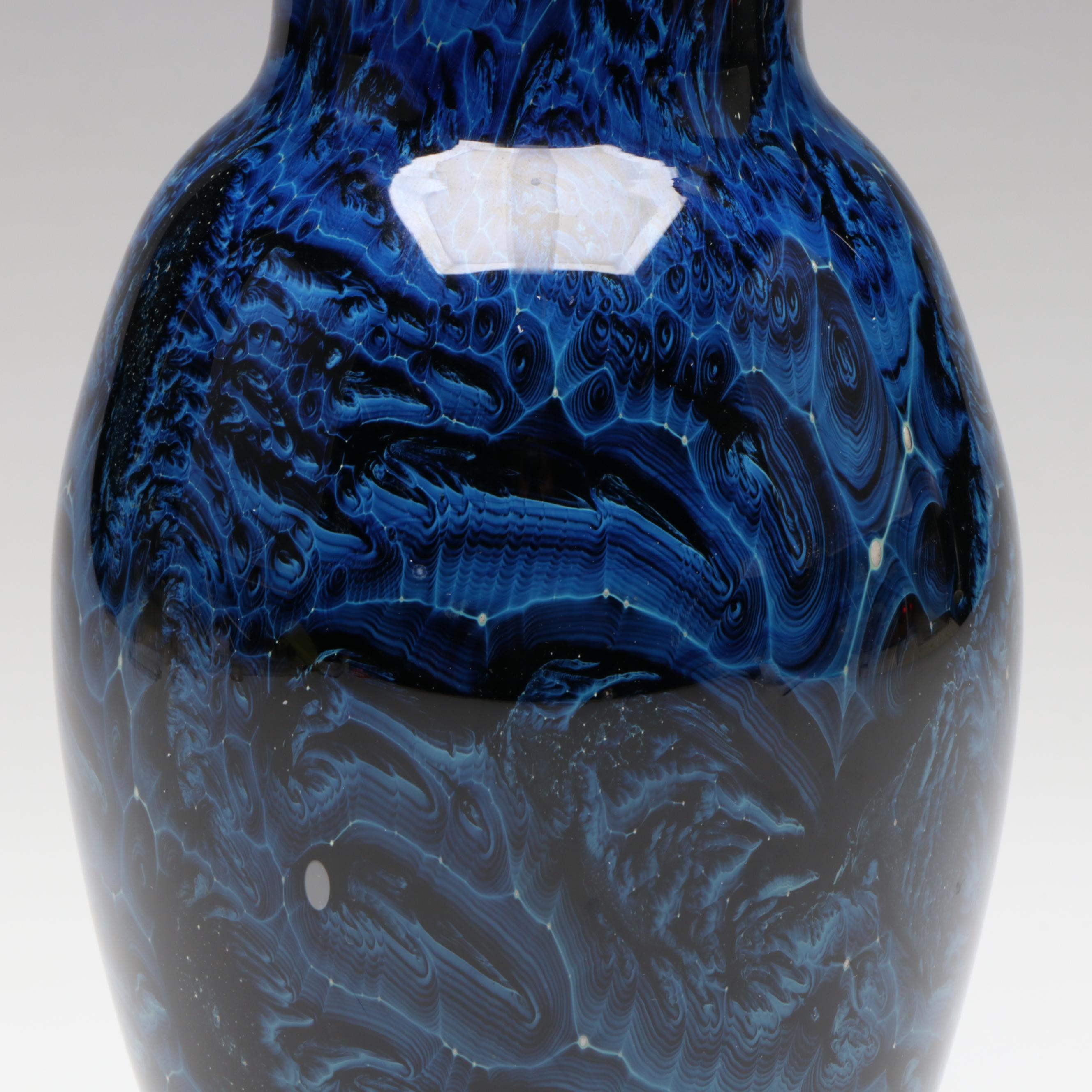 Josh Simpson Blue "New Mexico" Handblown Studio Art Glass Vase